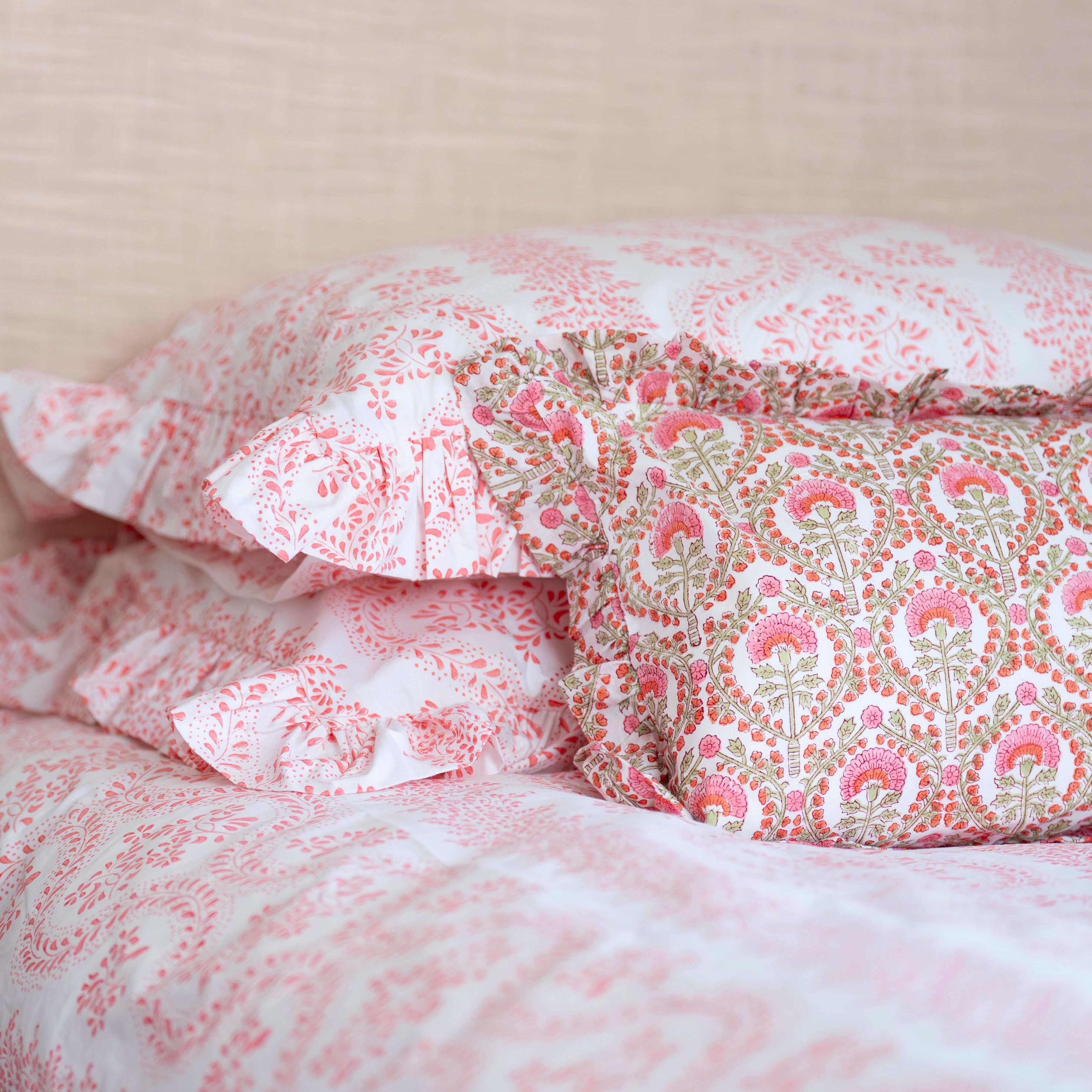 Pink Rosalie Frilled Duvet Cover