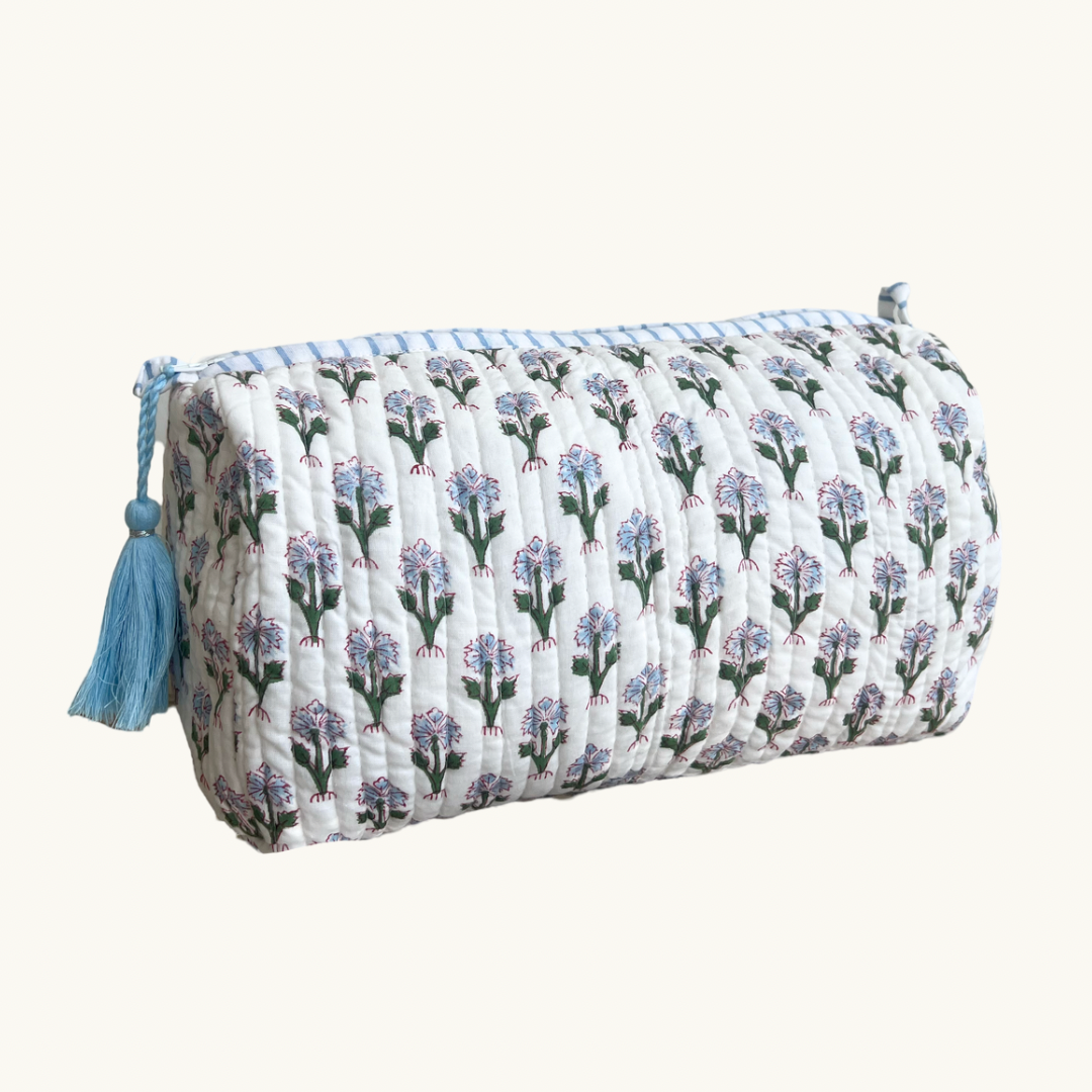 Blue Jemima Handblocked Wash Bag