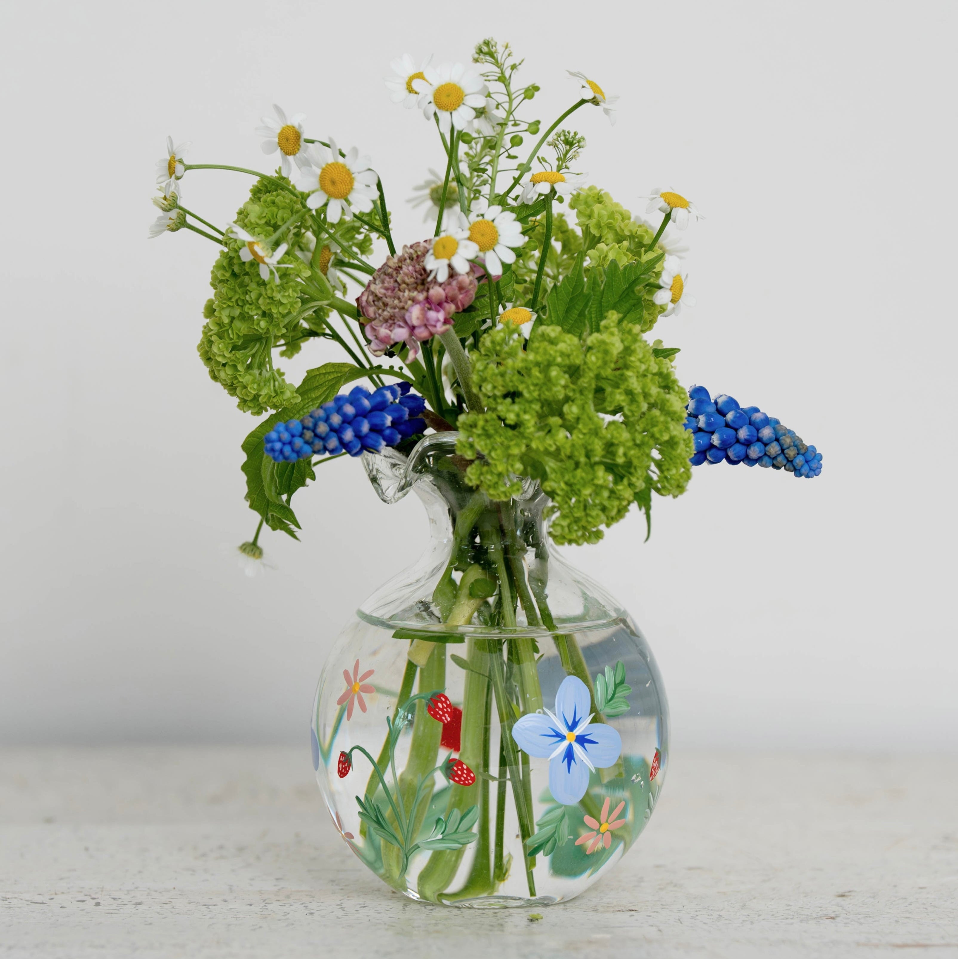 Blue Floral and Strawberry Ditsy Bud Vase