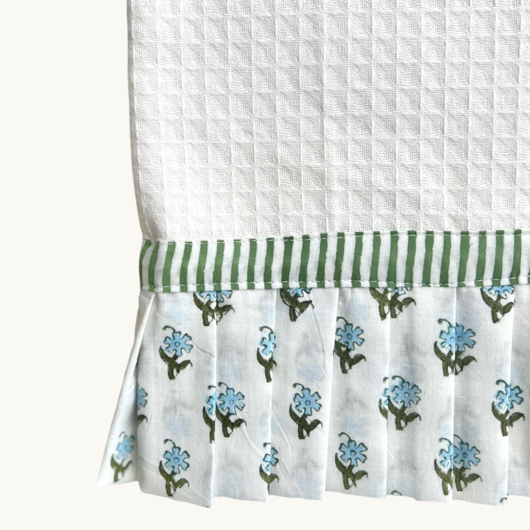 Blue Connie Frilled Waffle Hand Towel