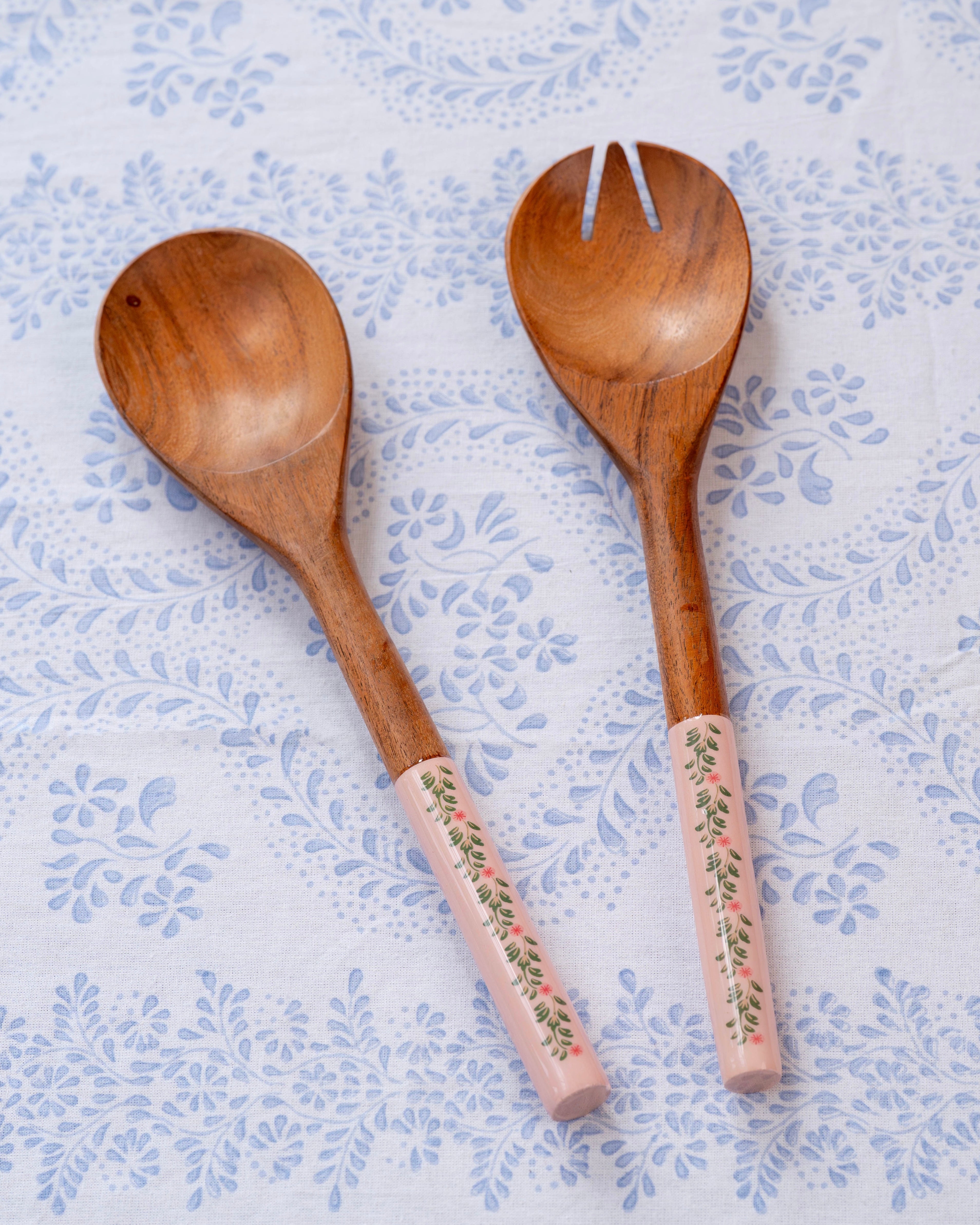 Pink Floral Salad Servers