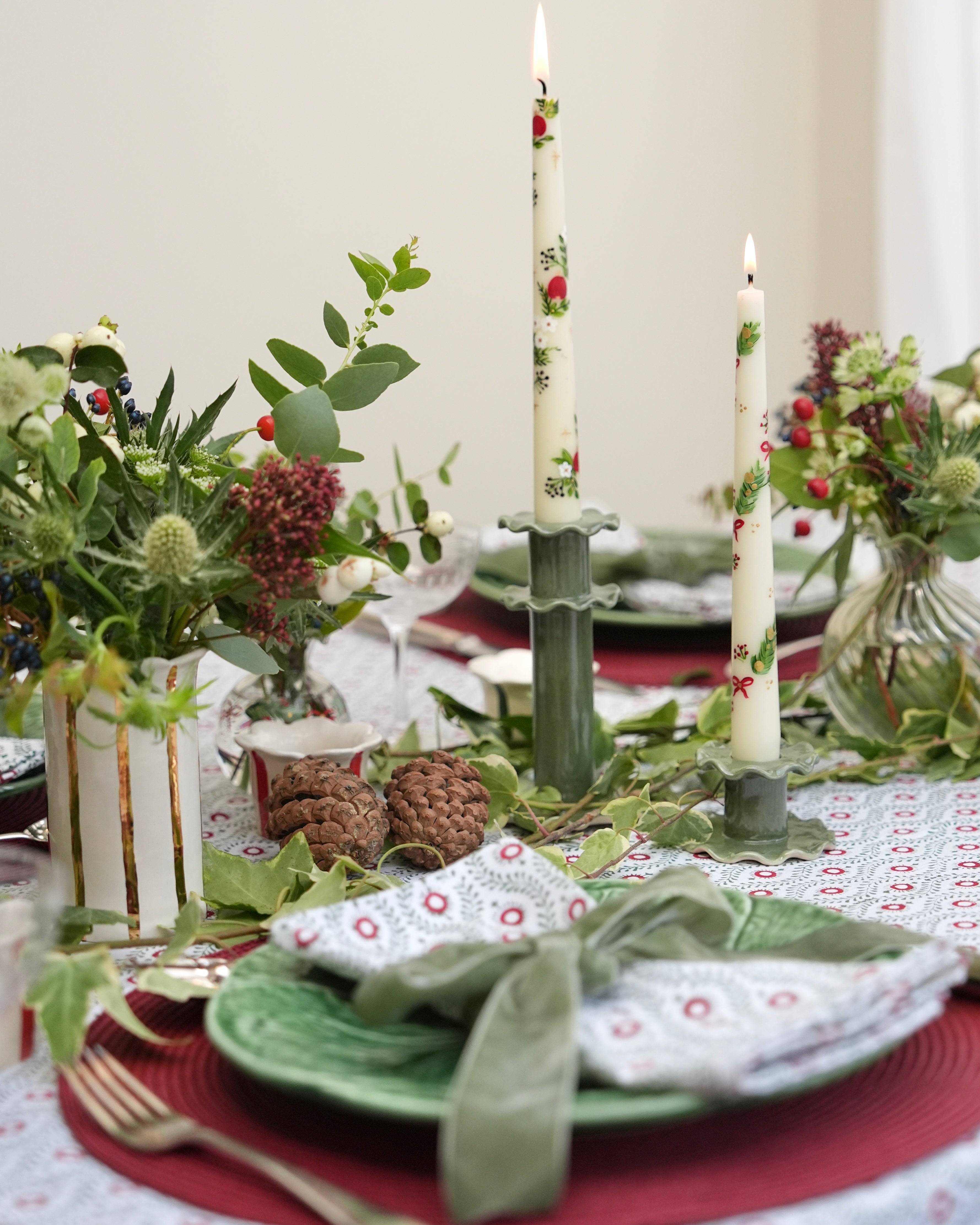 Green Frilled Candlestick (Tall)