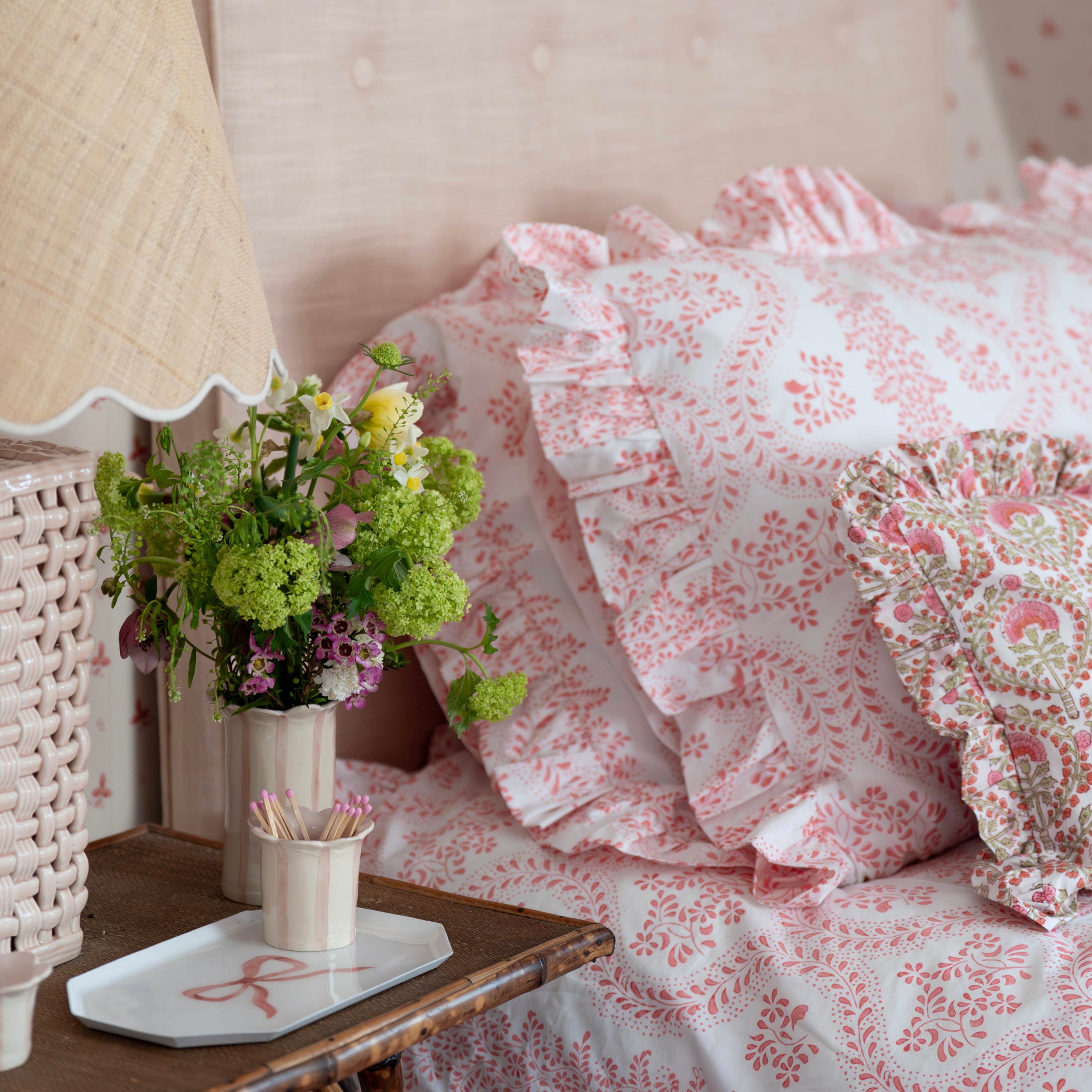 Pink Rosalie Frilled Pillowcase