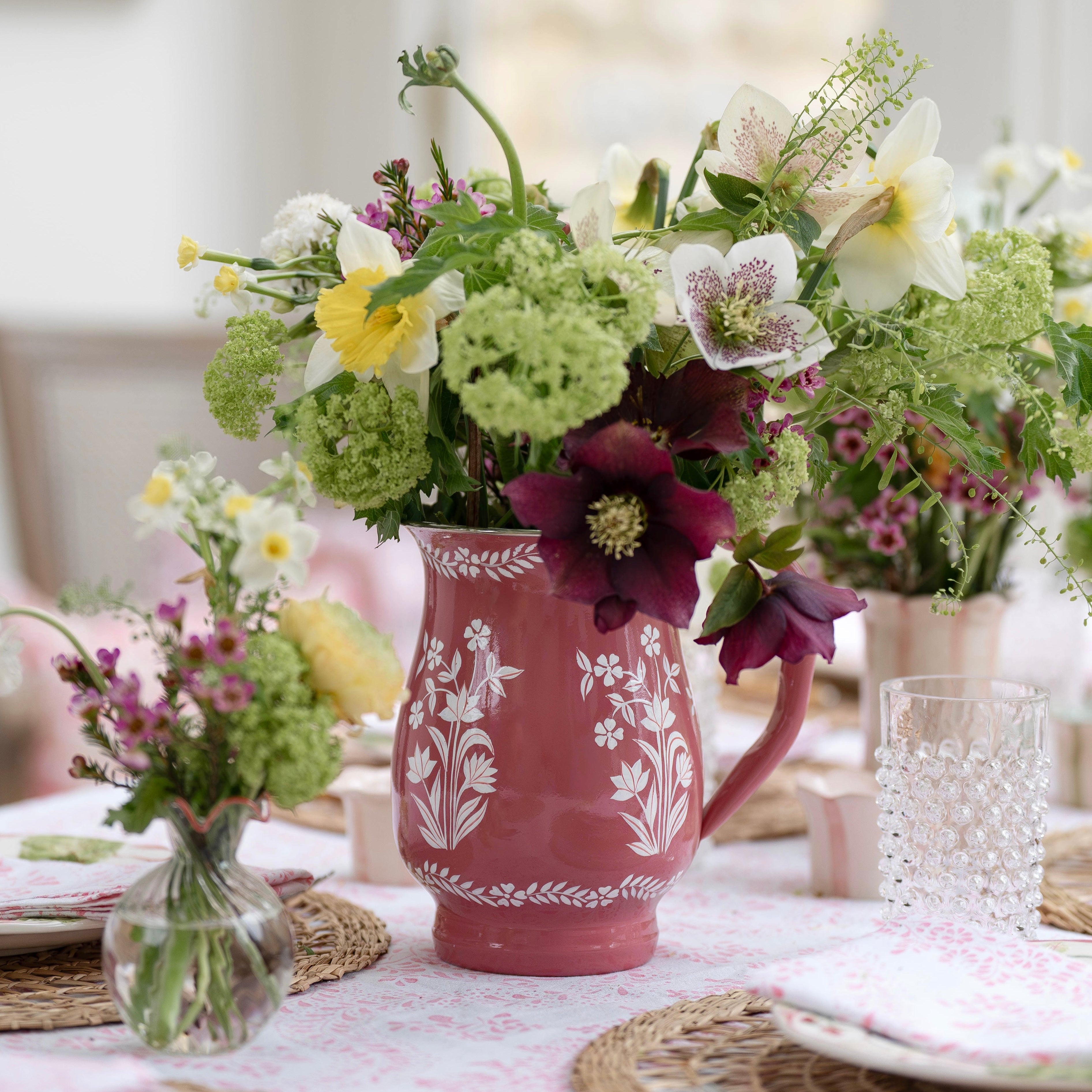 Enamel Hand Painted Jug Dusty Pink