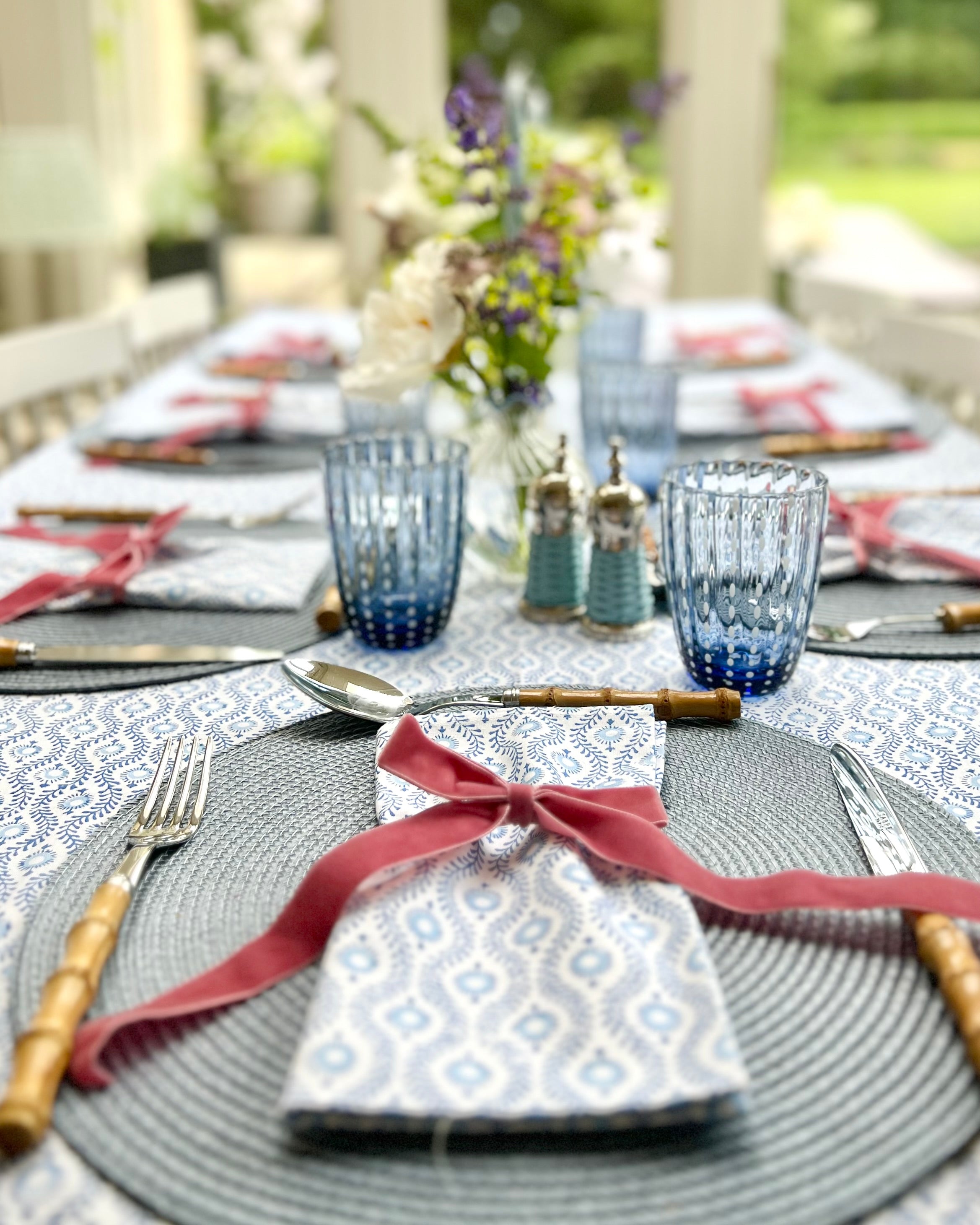 Blue Mila Handblocked Tablecloth