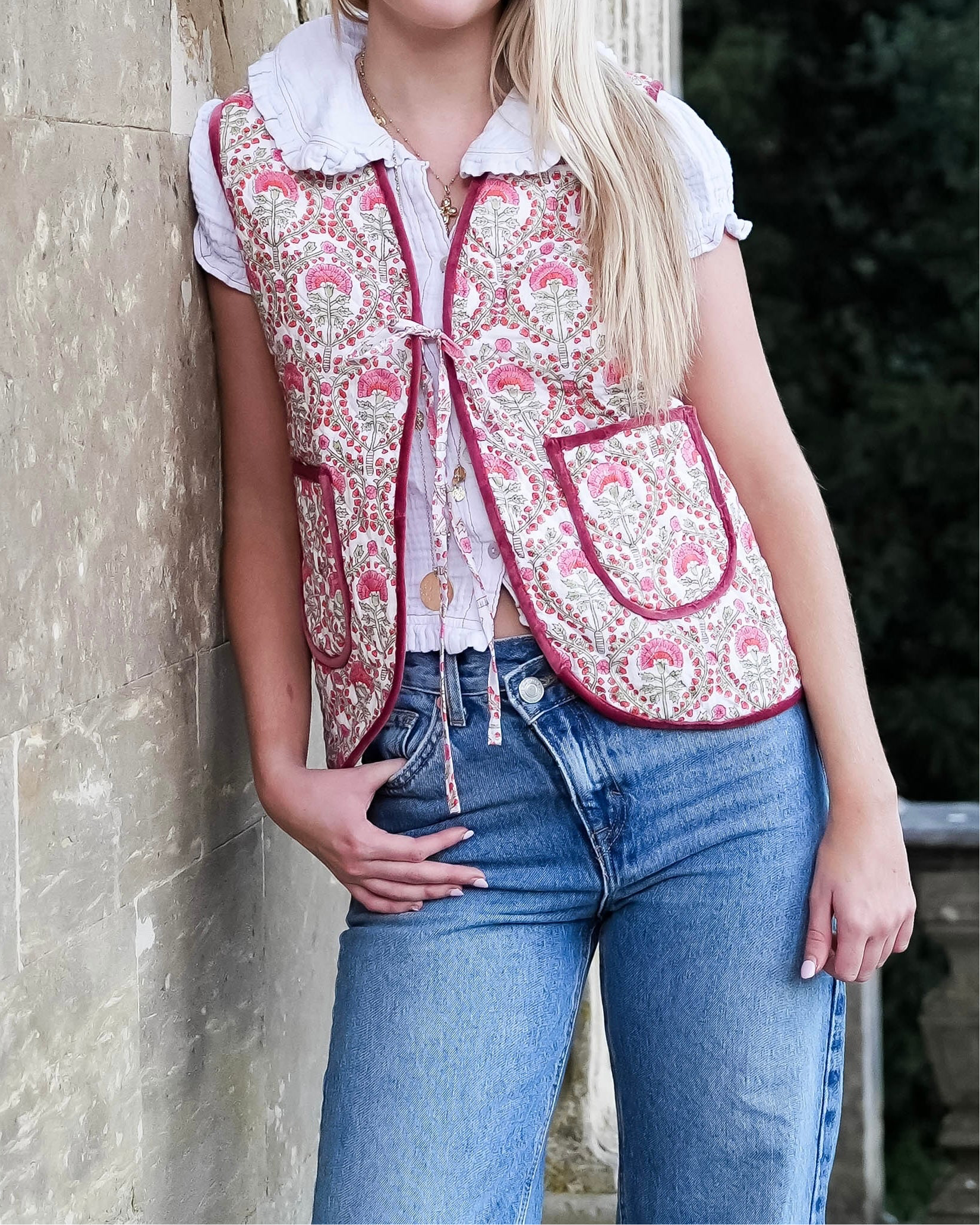 Pink Freya Cotton Gilet