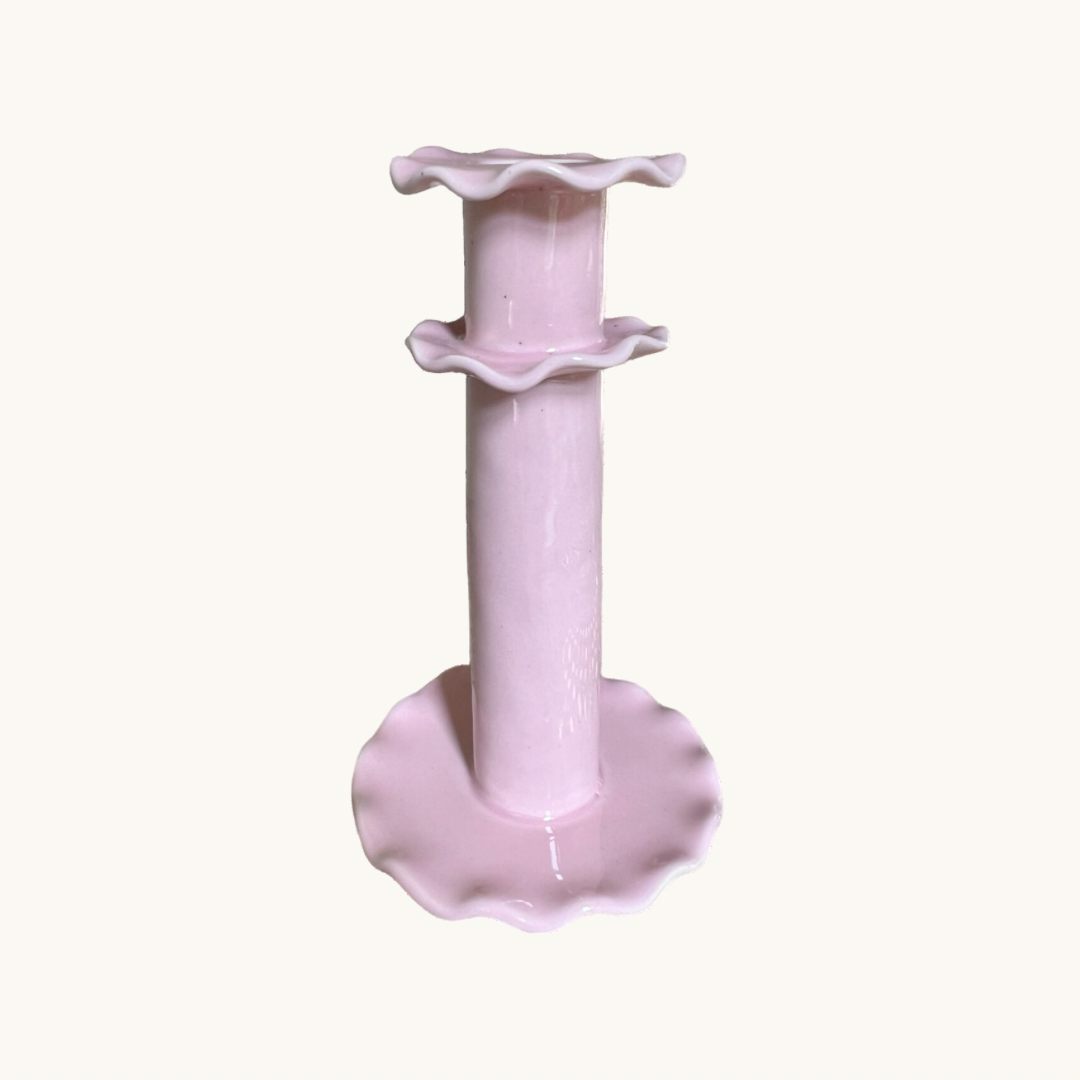 Pink Frilled Candlestick (Tall)