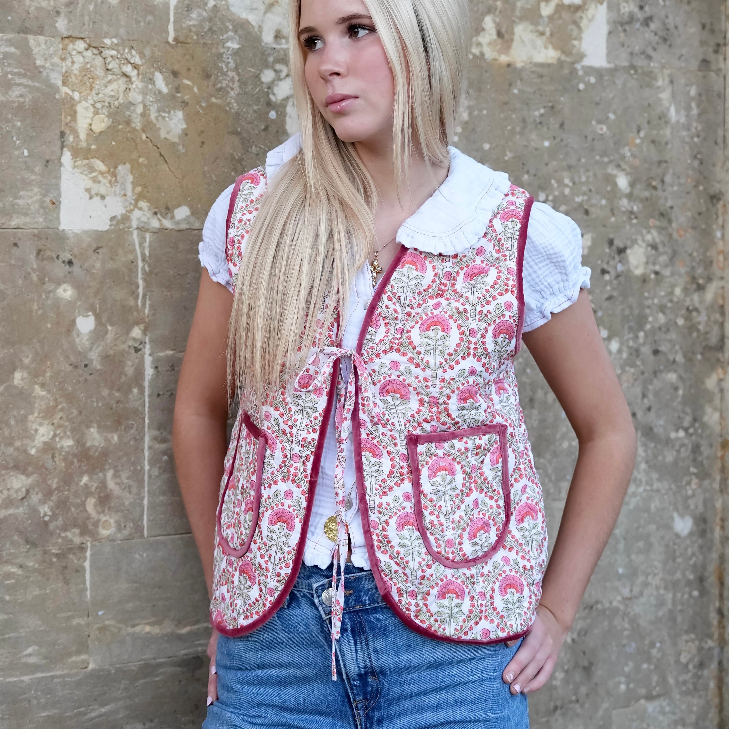 Pink Freya Cotton Gilet