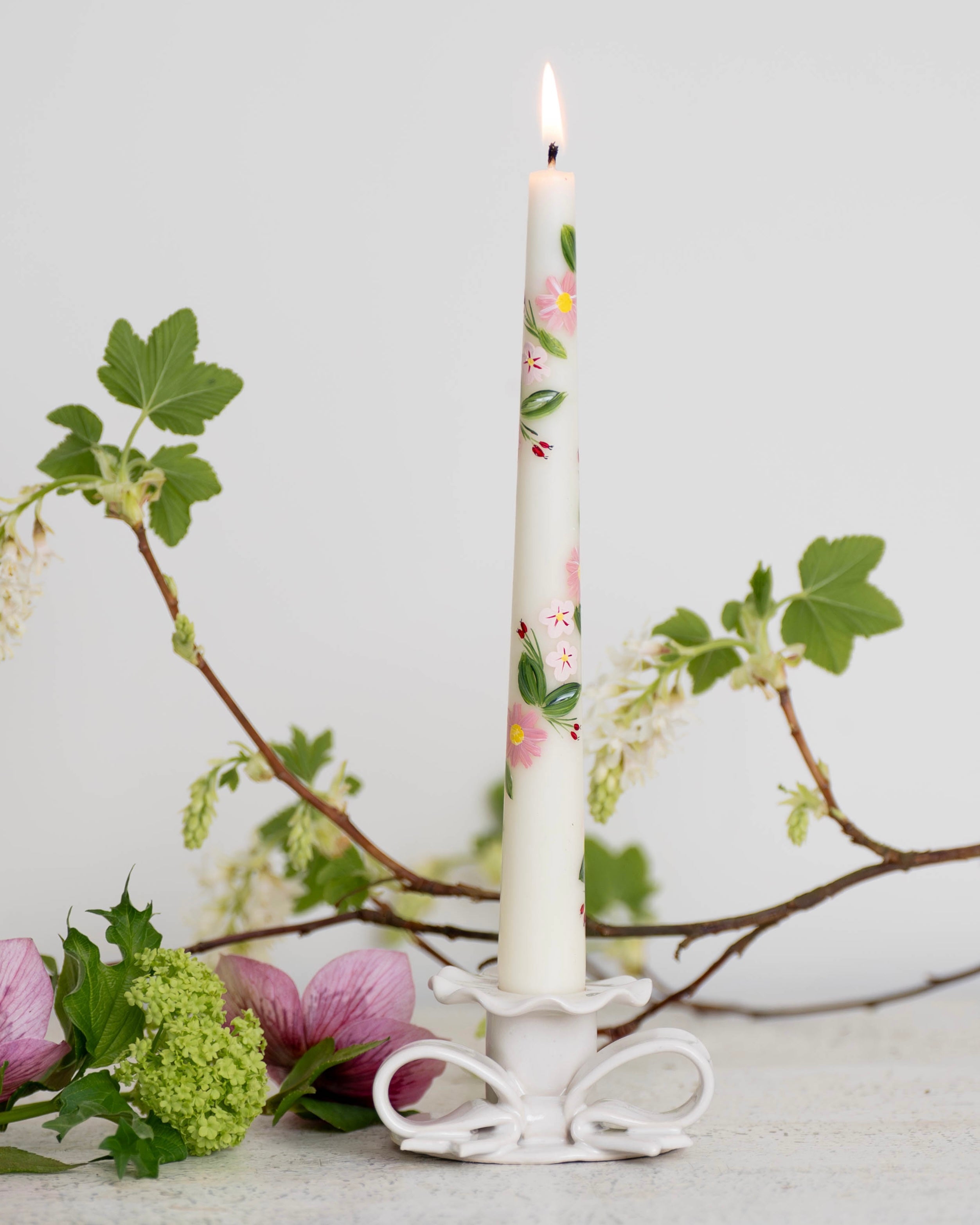 White Bow Candlestick