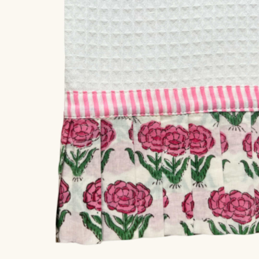 Pink Nina Frilled Waffle Hand Towel