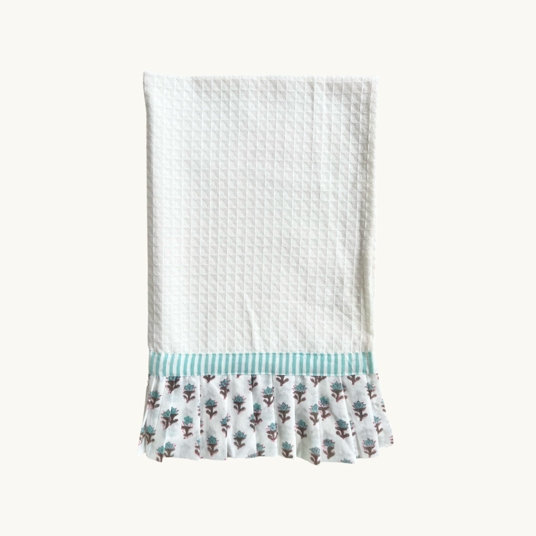 Turqouoise Tilly Frilled Waffle Hand Towel