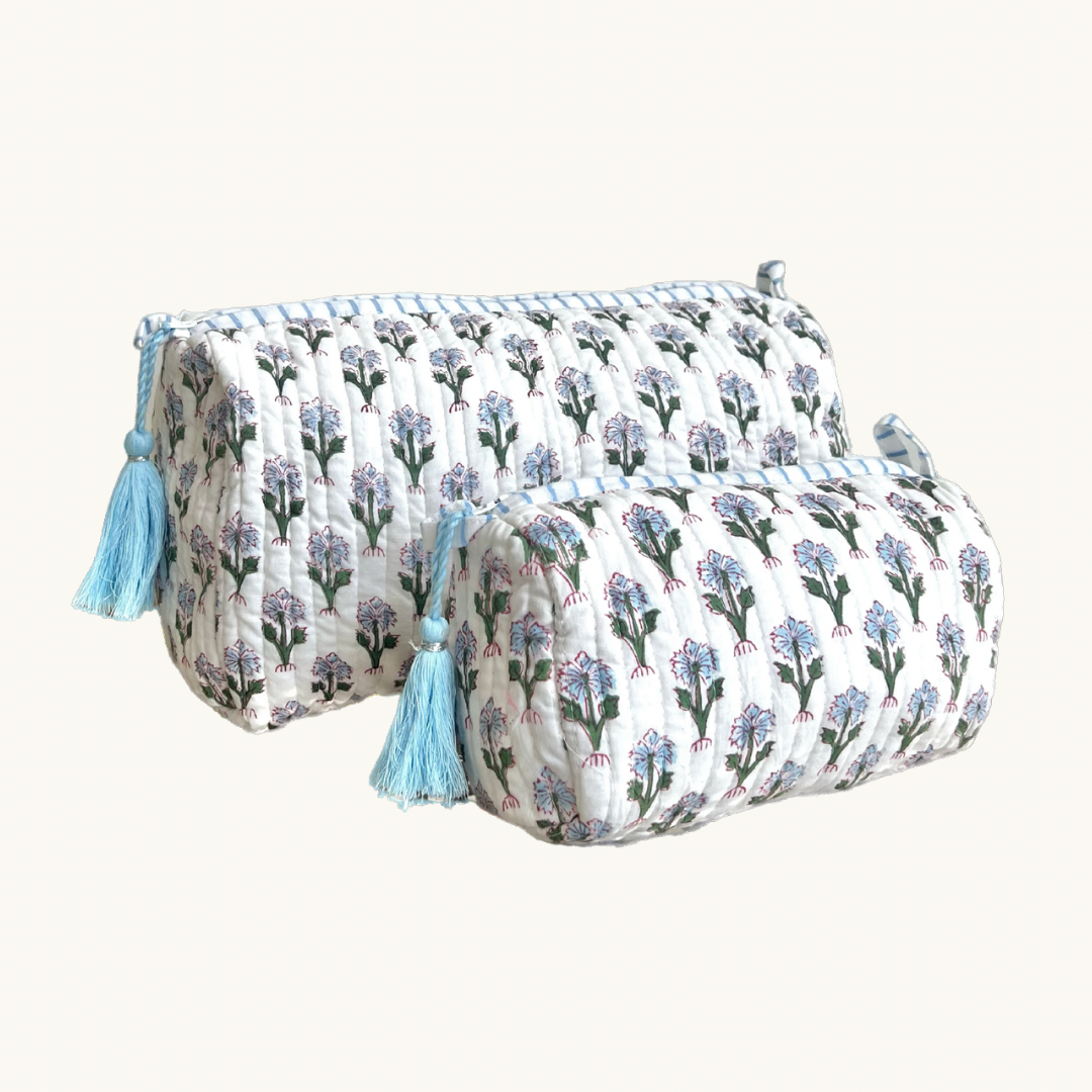 Blue Jemima Handblocked Wash Bag