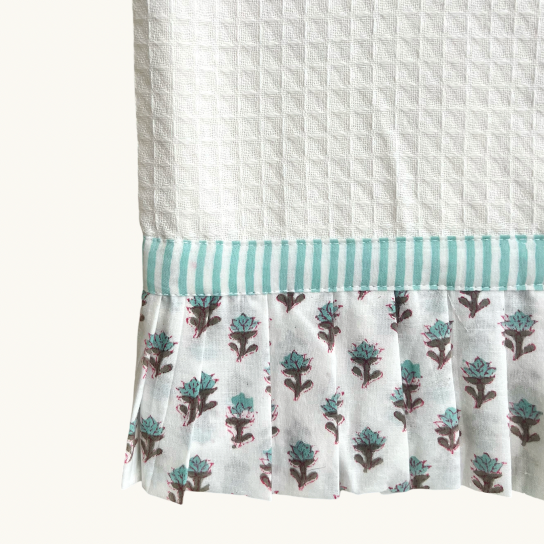 Turqouoise Tilly Frilled Waffle Hand Towel