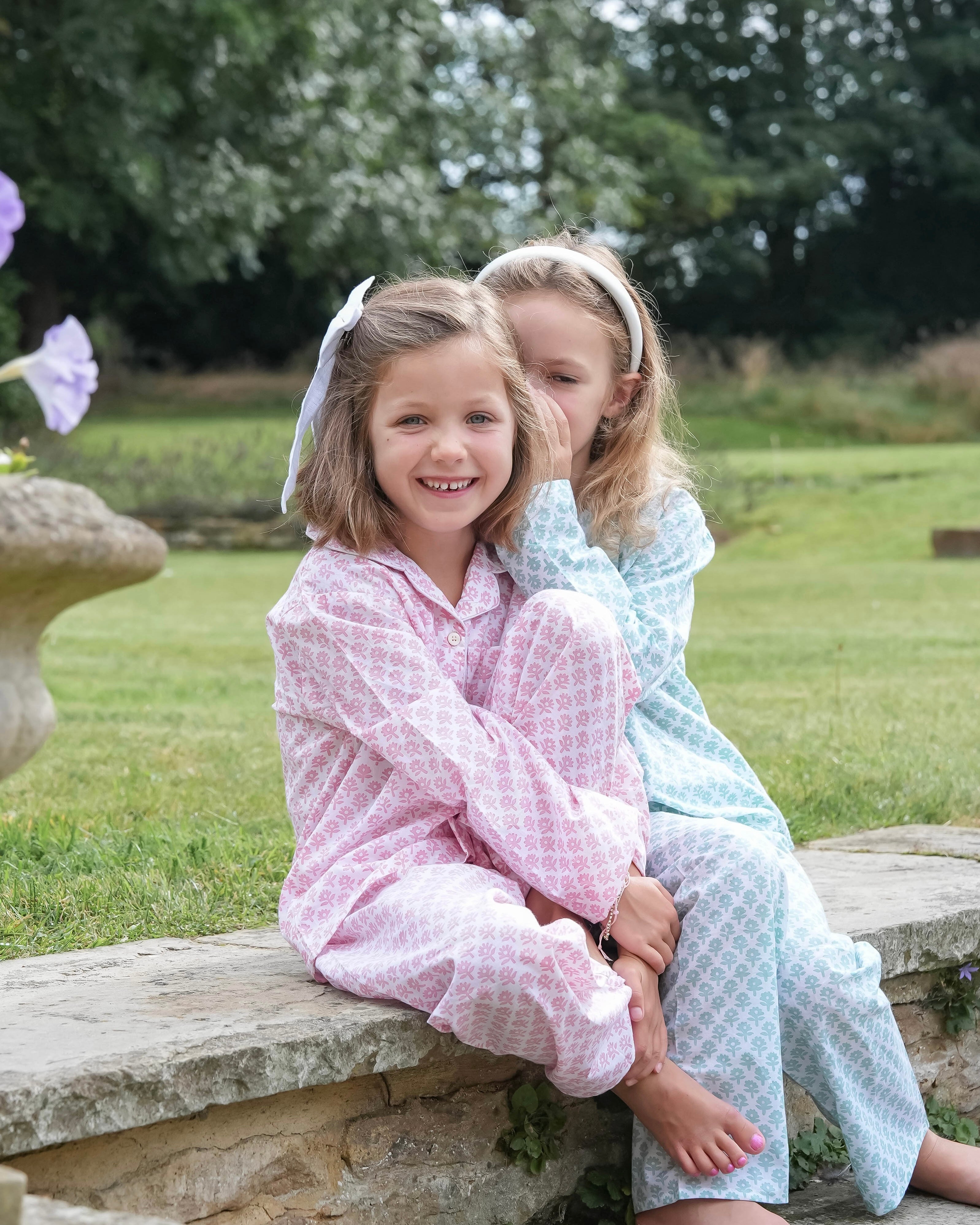 Pink Flower Bhuti Girl's Long Pyjamas