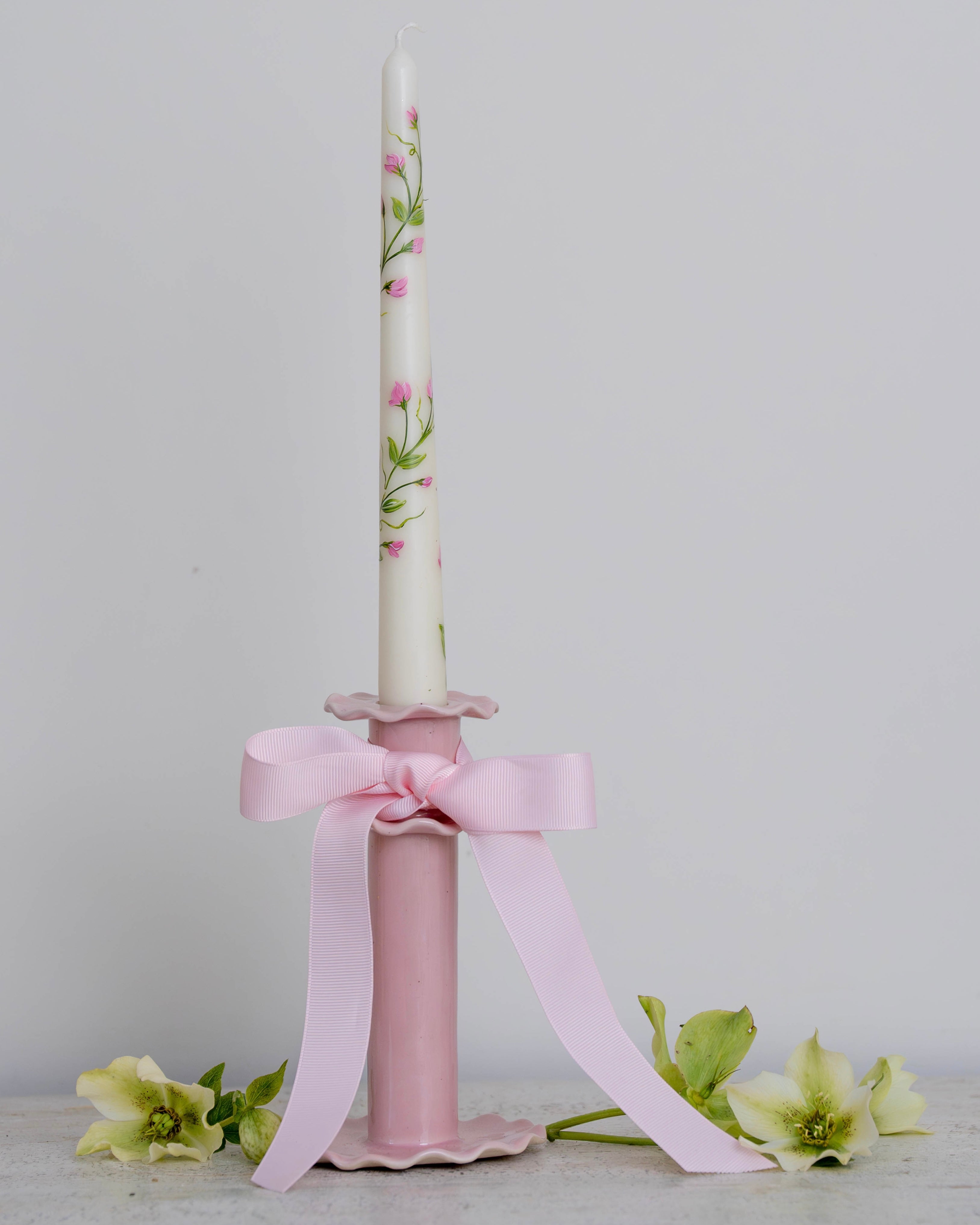 Pink Frilled Candlestick (Tall)