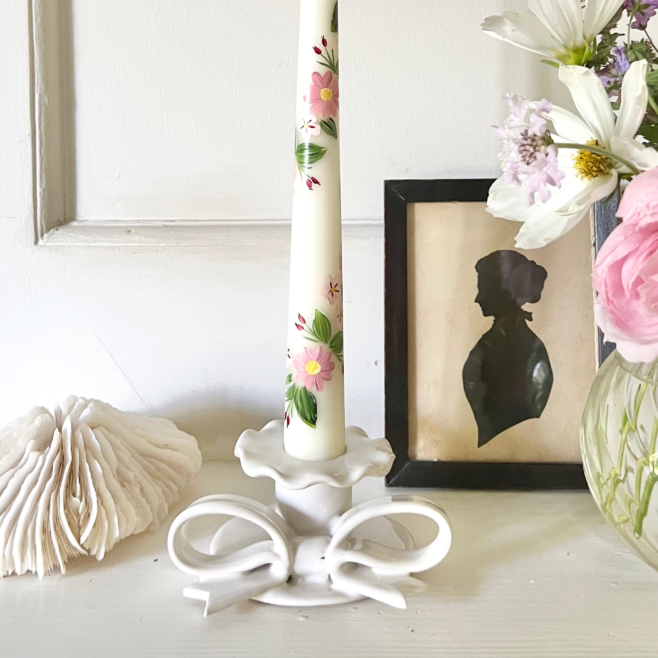 White Bow Candlestick