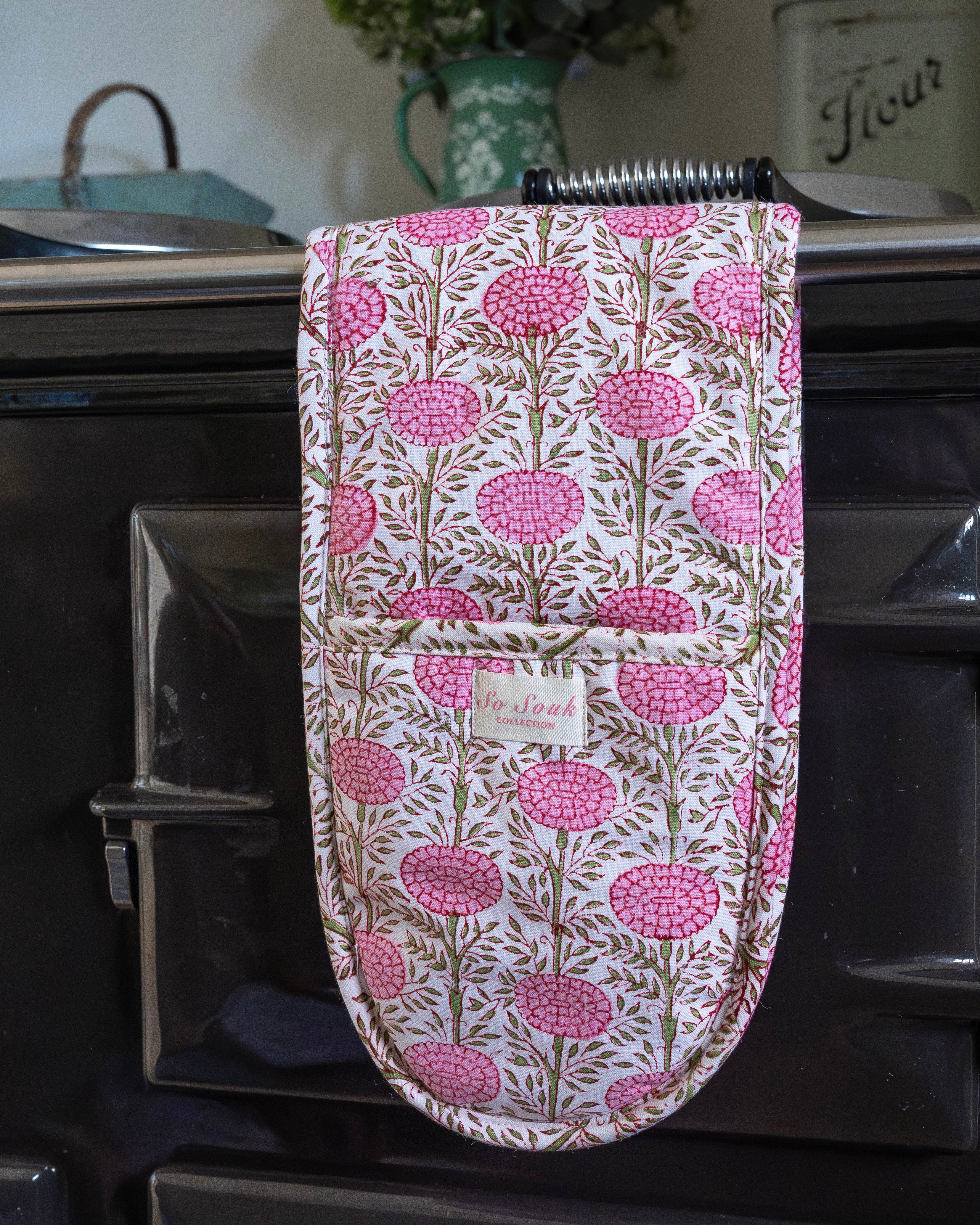 Pink Marigold Oven Gloves