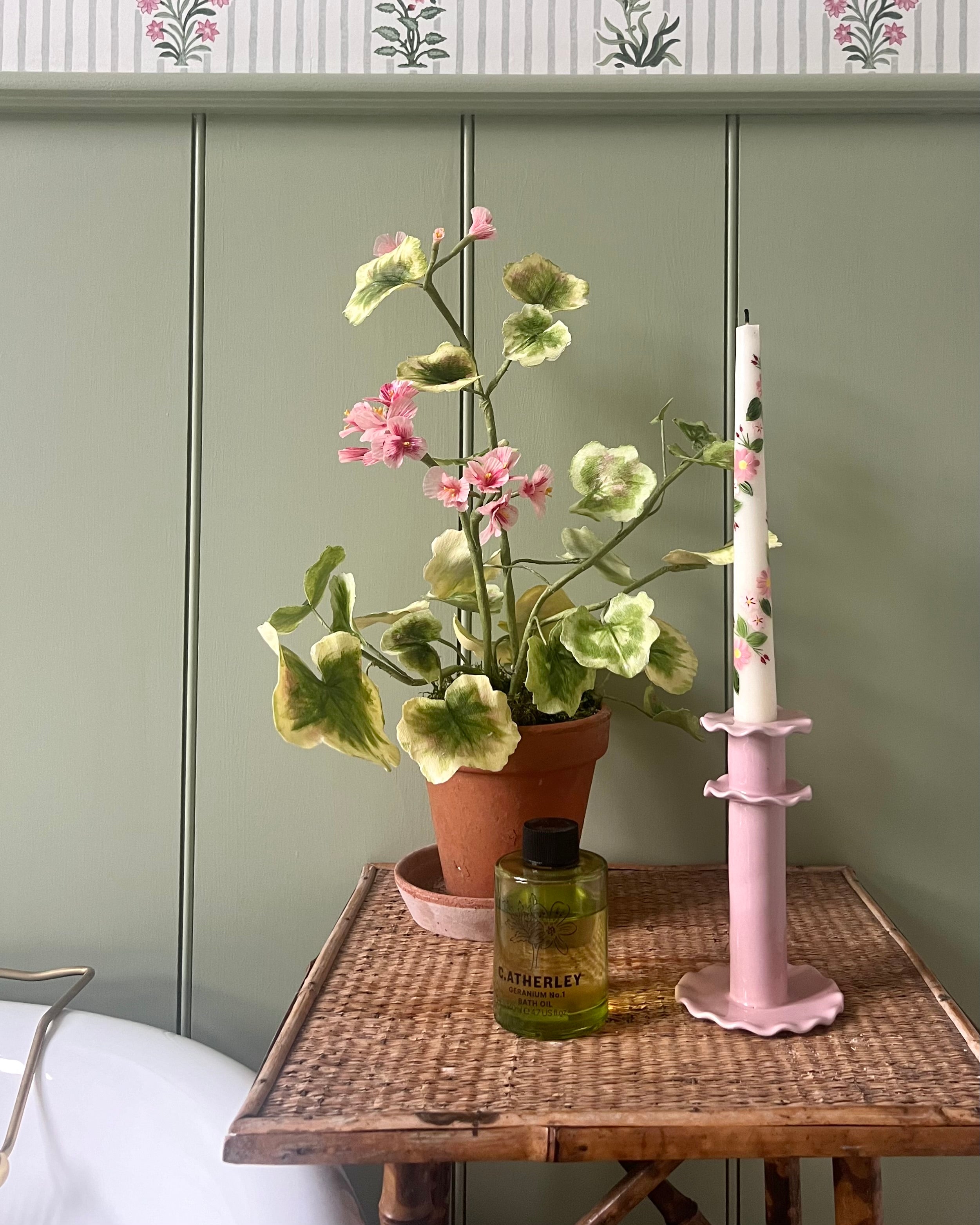 Pink Frilled Candlestick (Tall)