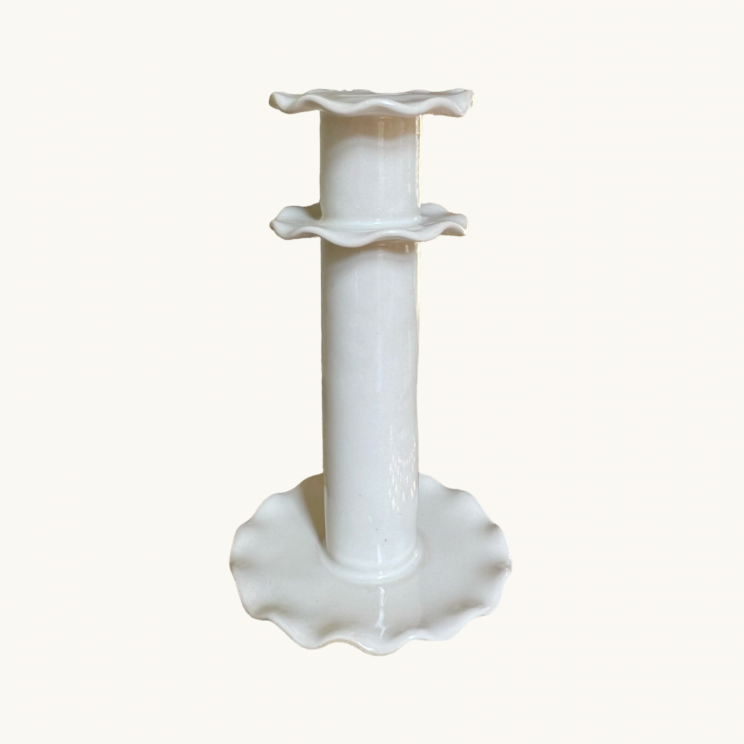 White Frilled Candlestick (Tall)