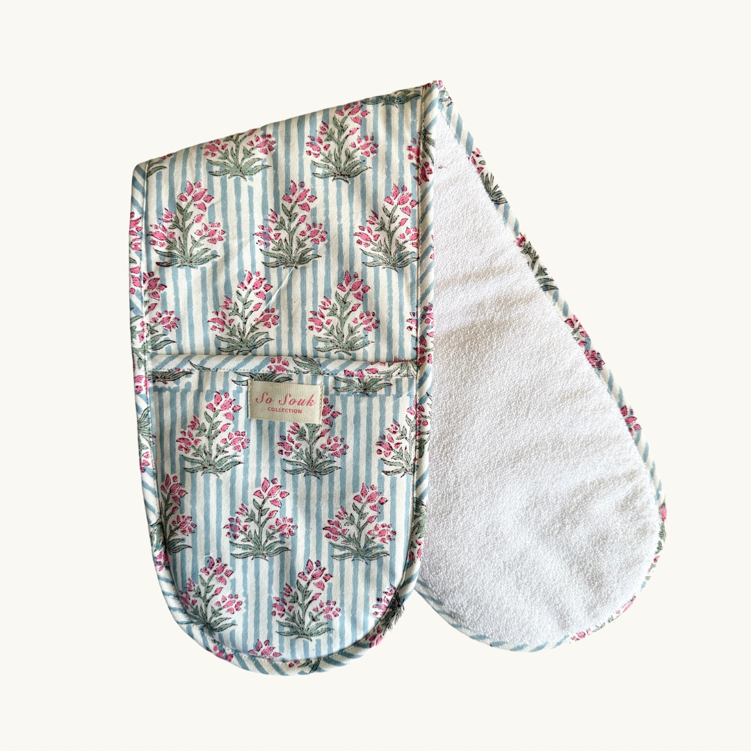 Blue Johari Oven Gloves