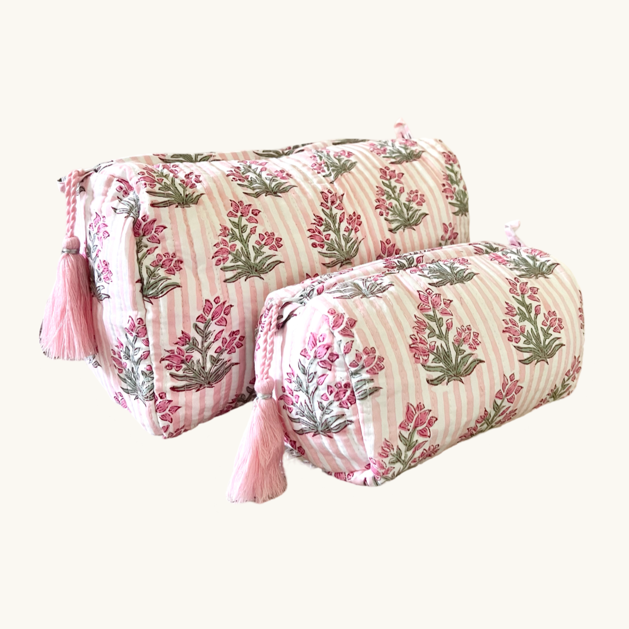 Pink Johari Handblocked Wash Bag