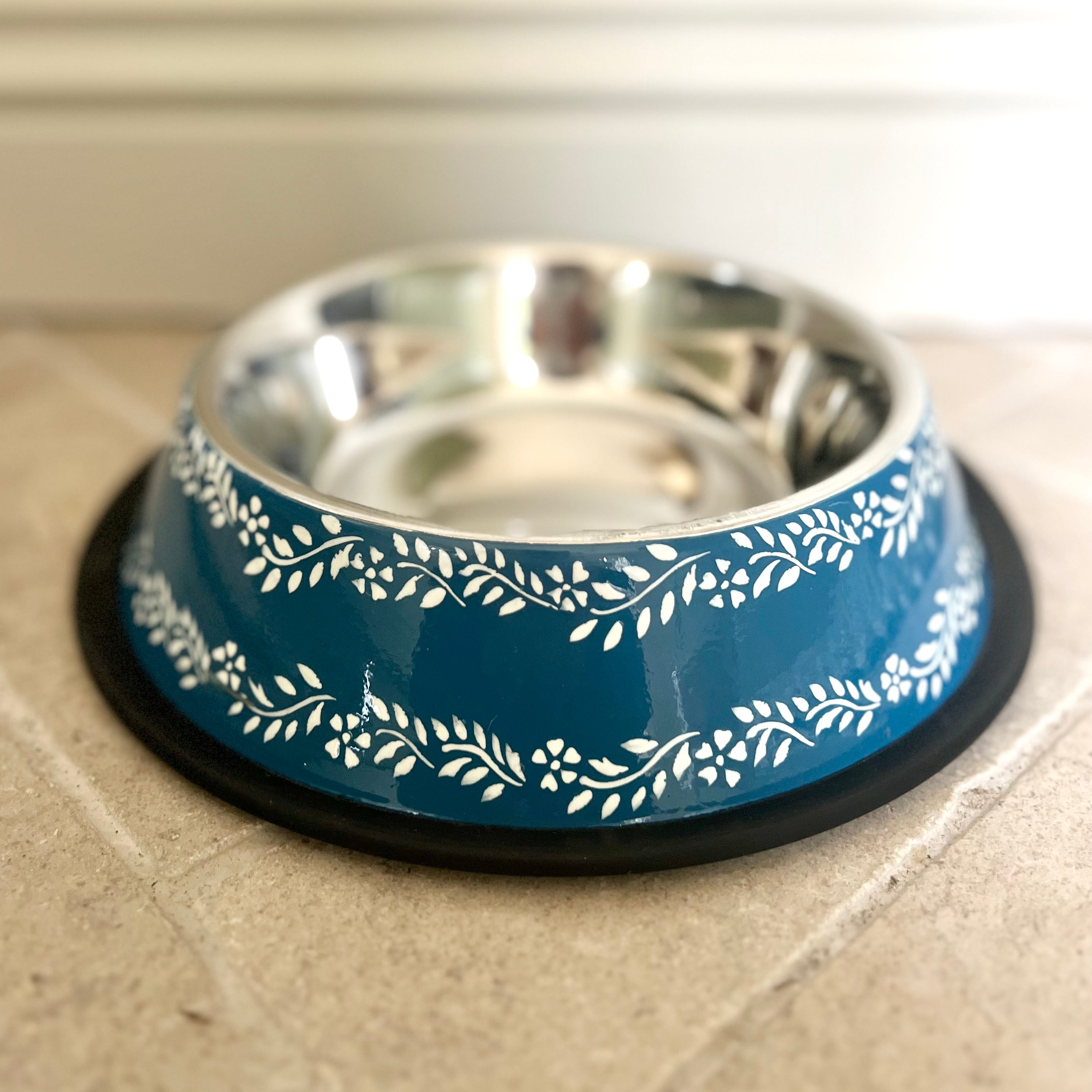 Blue Enamel Dog Bowl