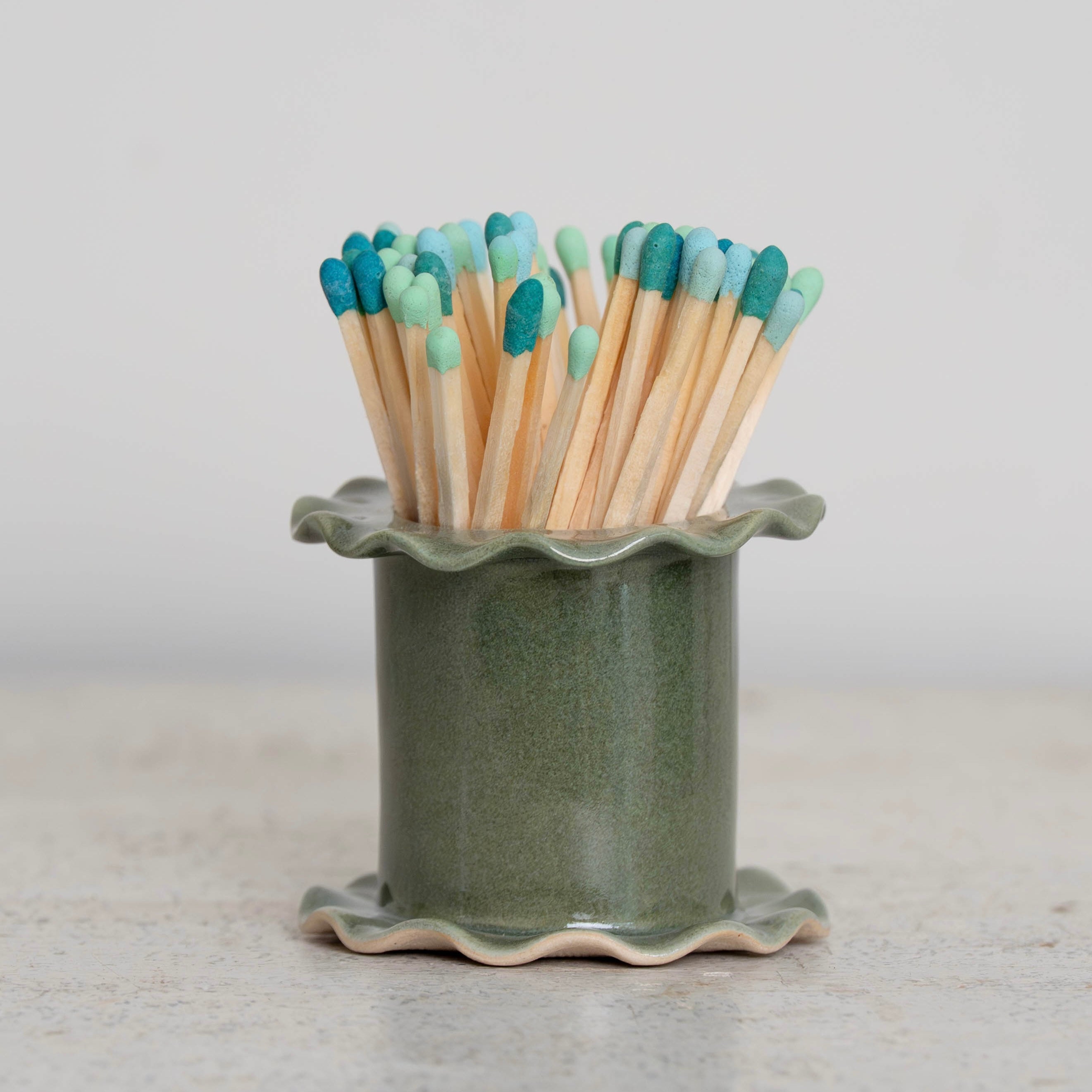 Green Frilled Match Holder