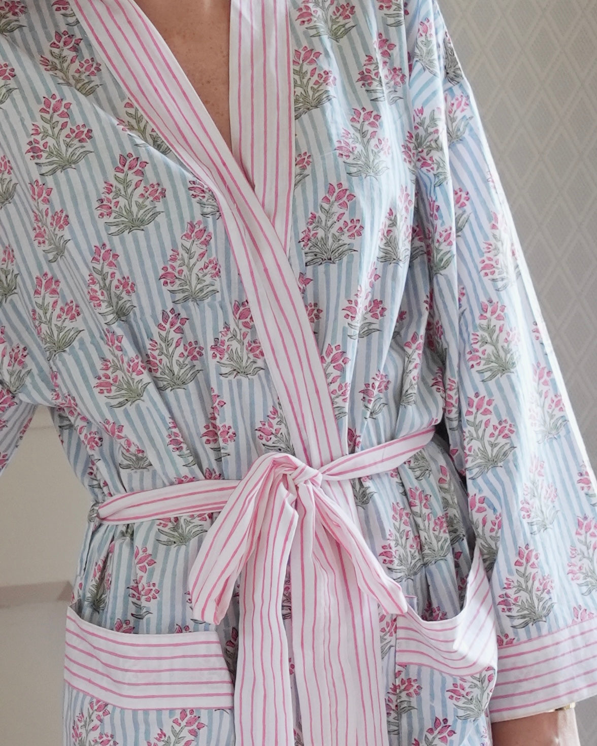 Blue Johari Cotton Bathrobe