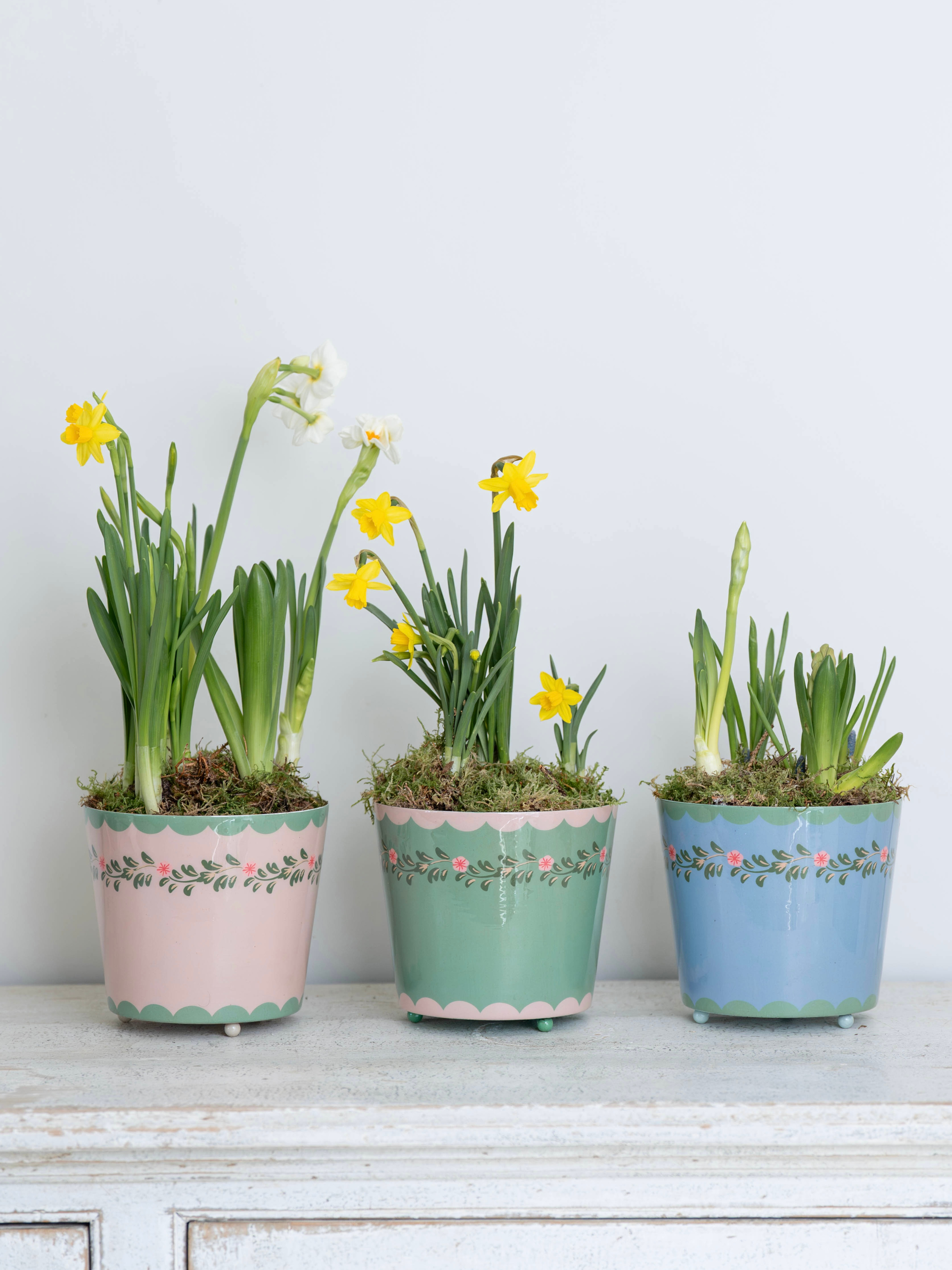 Pink Floral Scalloped Planter