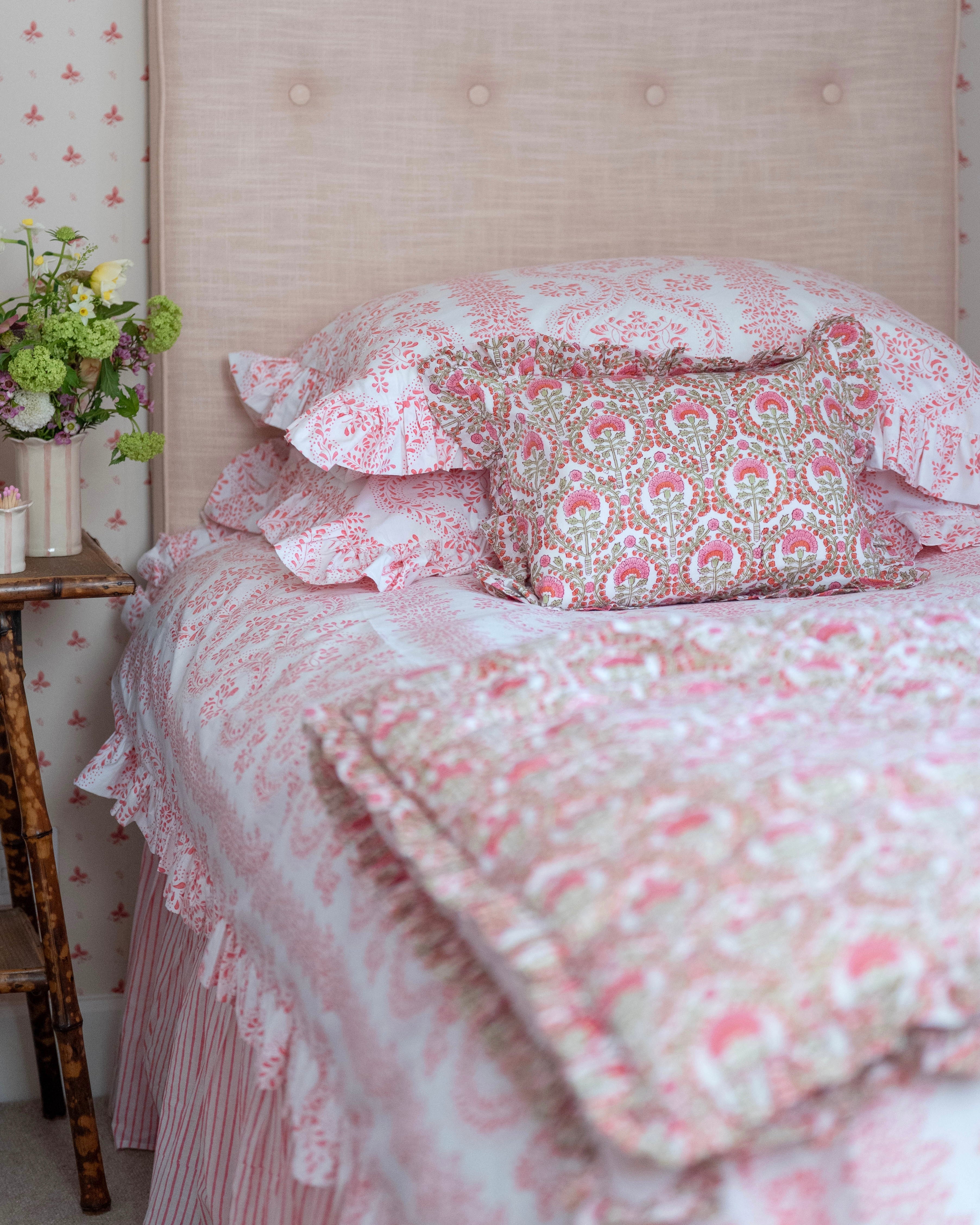 Pink Rosalie Frilled Duvet Cover