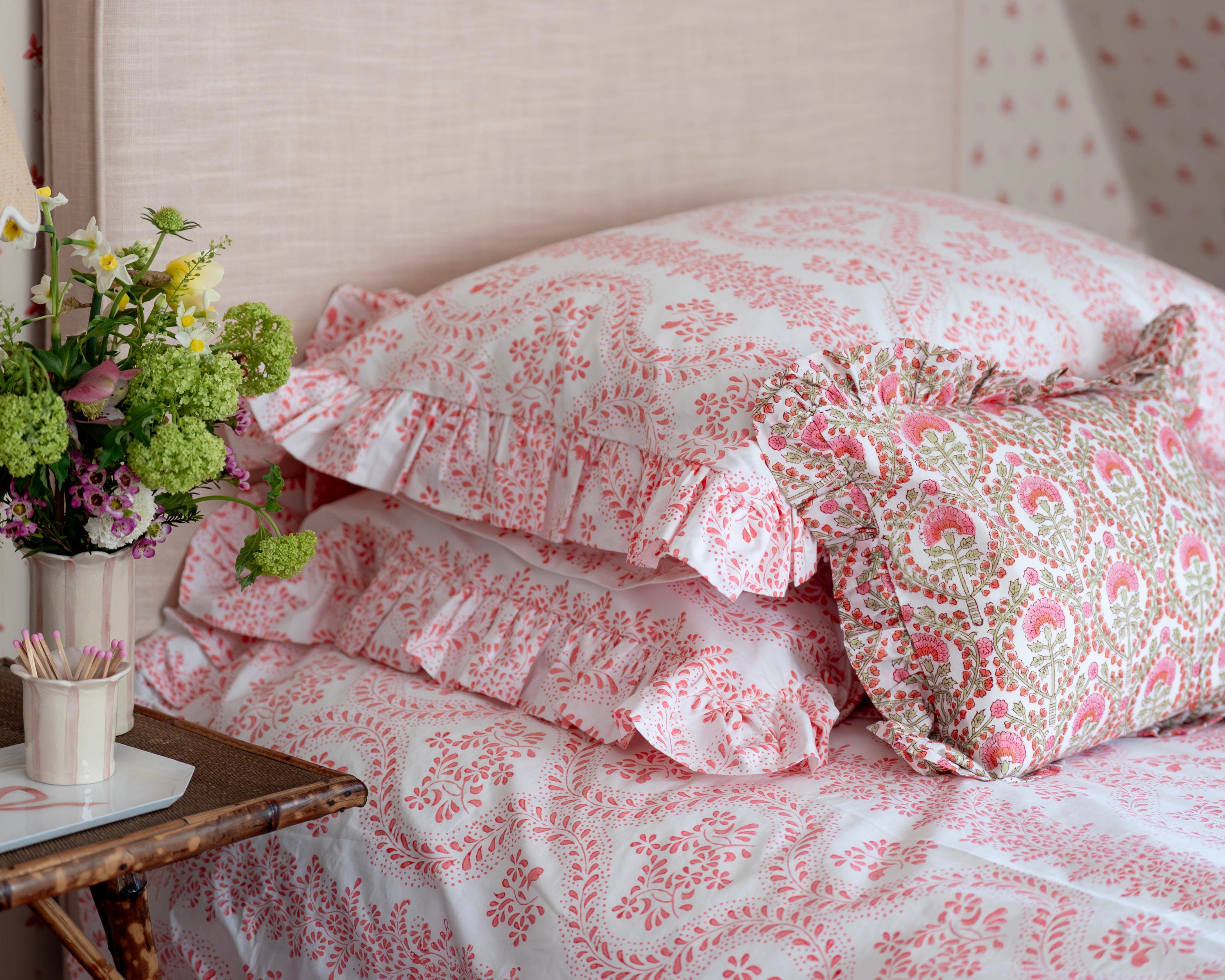 Pink Rosalie Frilled Pillowcase