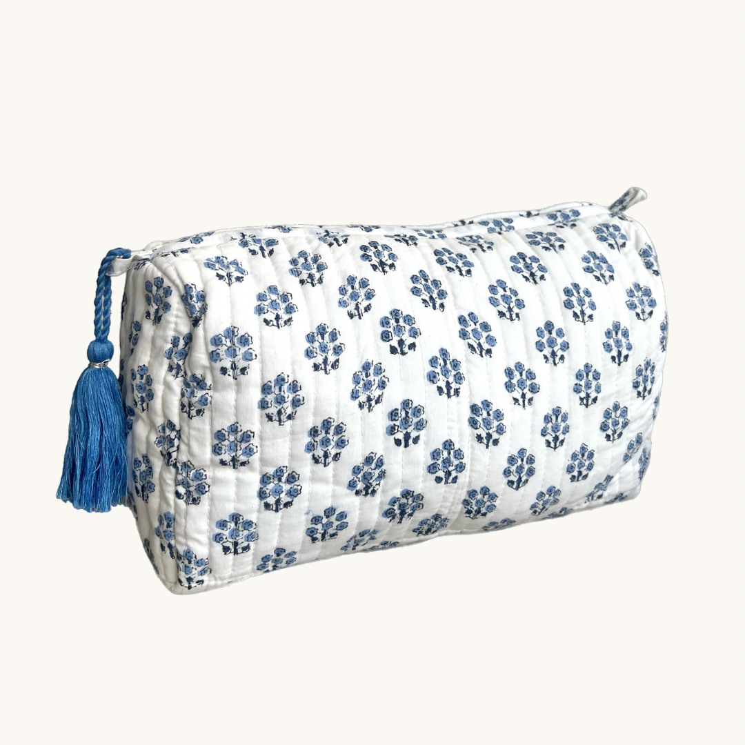 Blue Daphne Handblocked Wash Bag