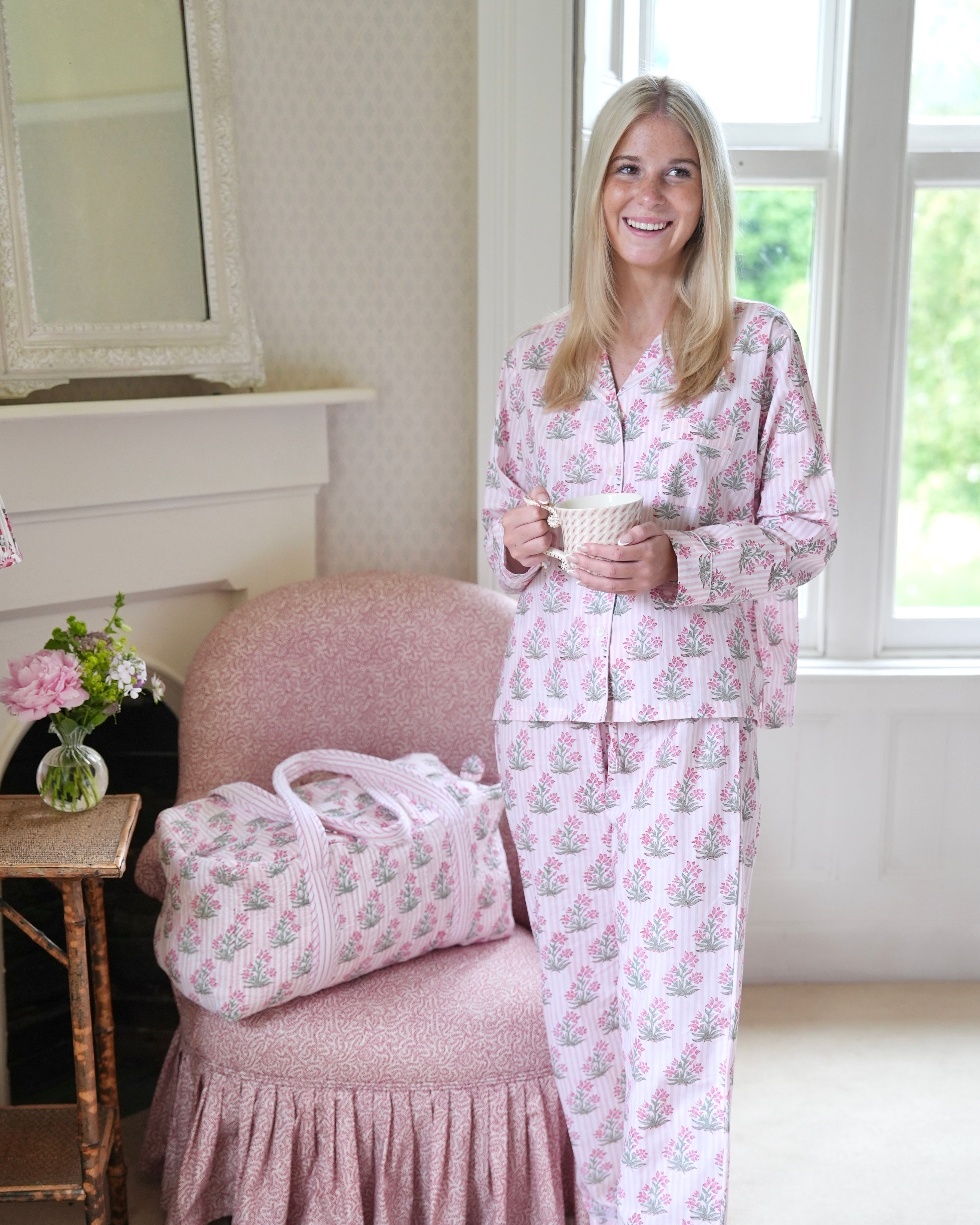 Pink Johari Long Pyjamas Small UK 8 10