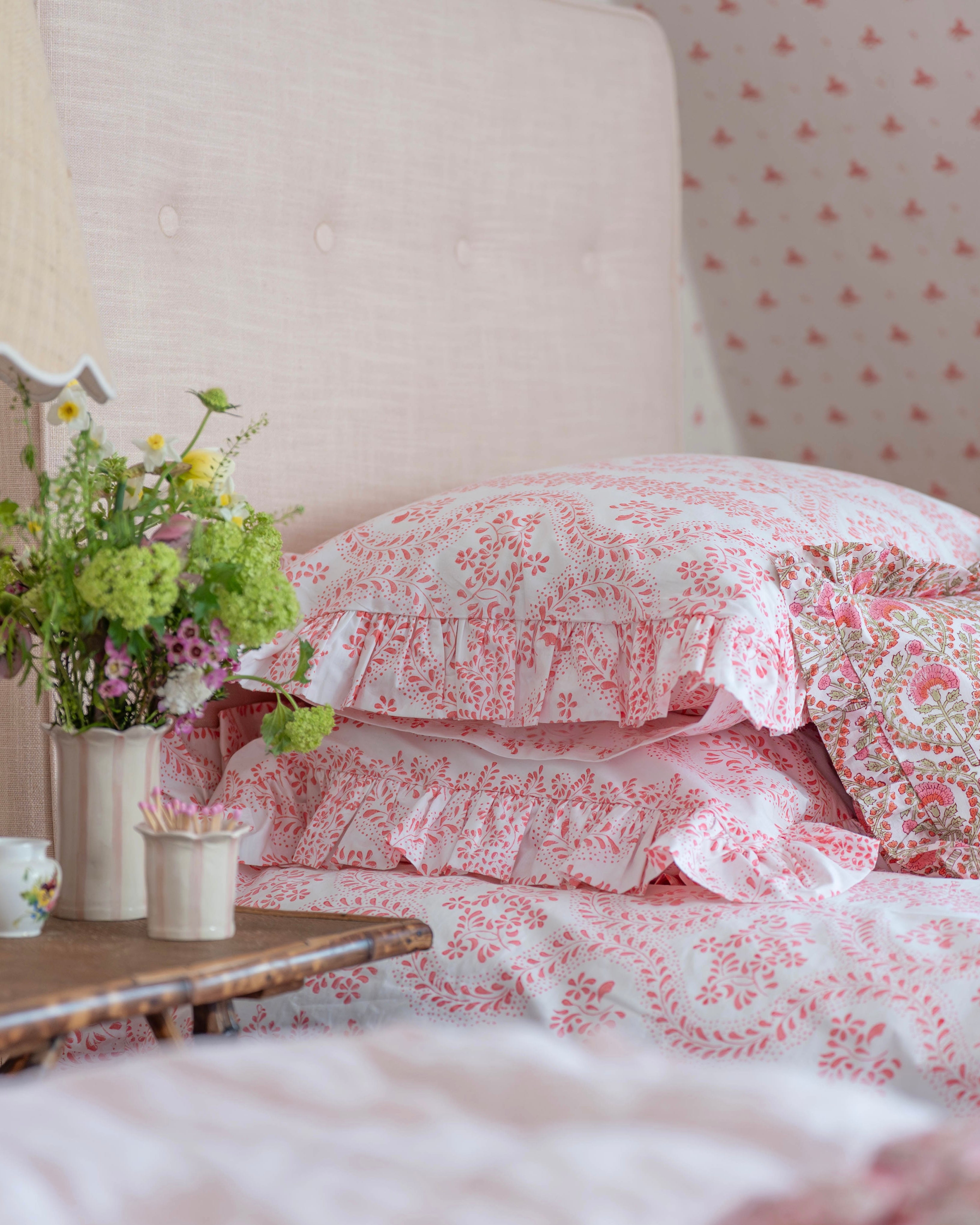 Pink Rosalie Frilled Duvet Cover