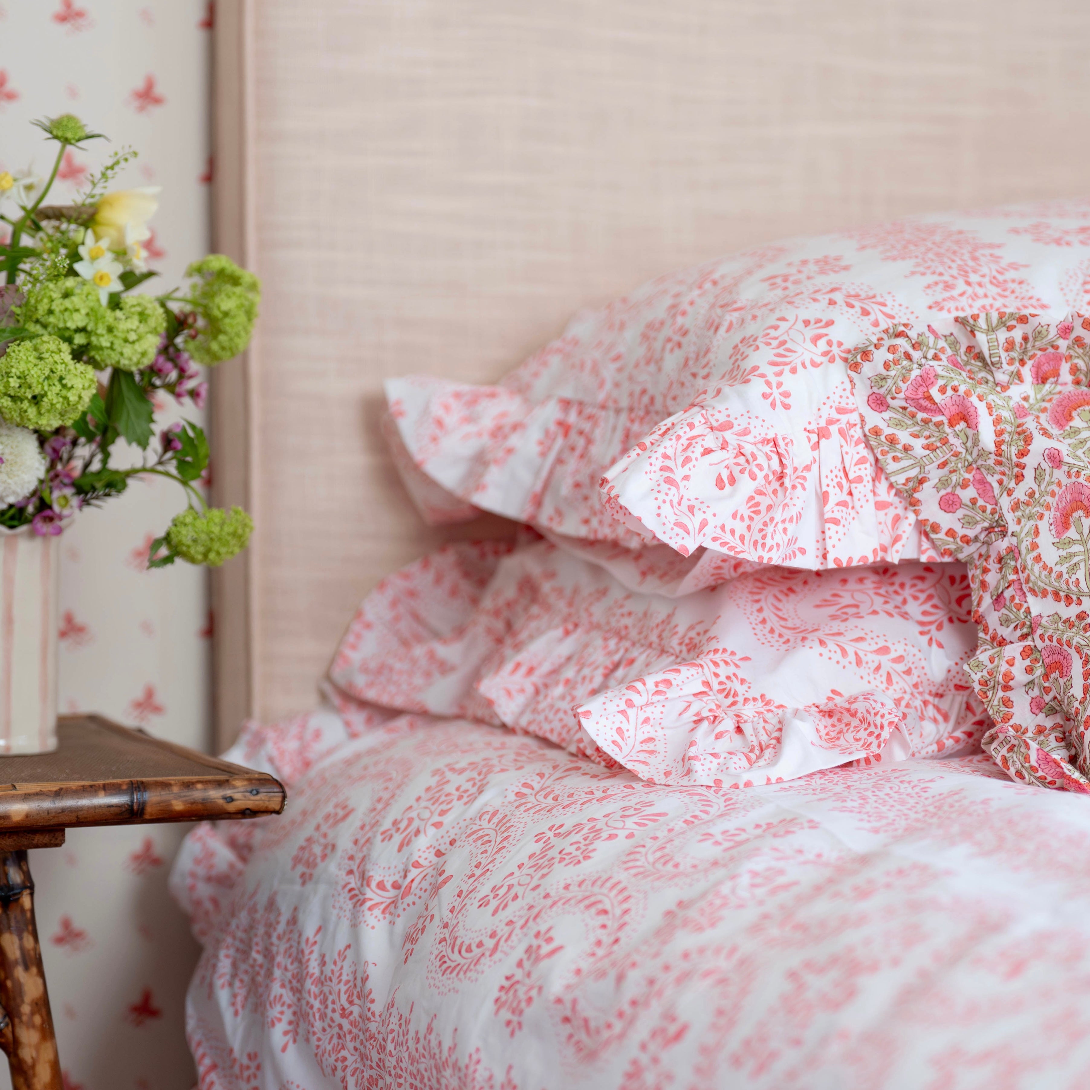 Pink Rosalie Frilled Duvet Cover