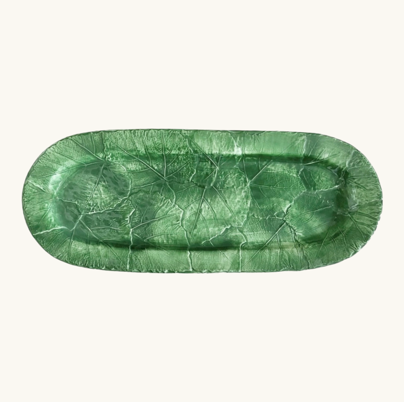 Green Vine Leaf Long Platter Large