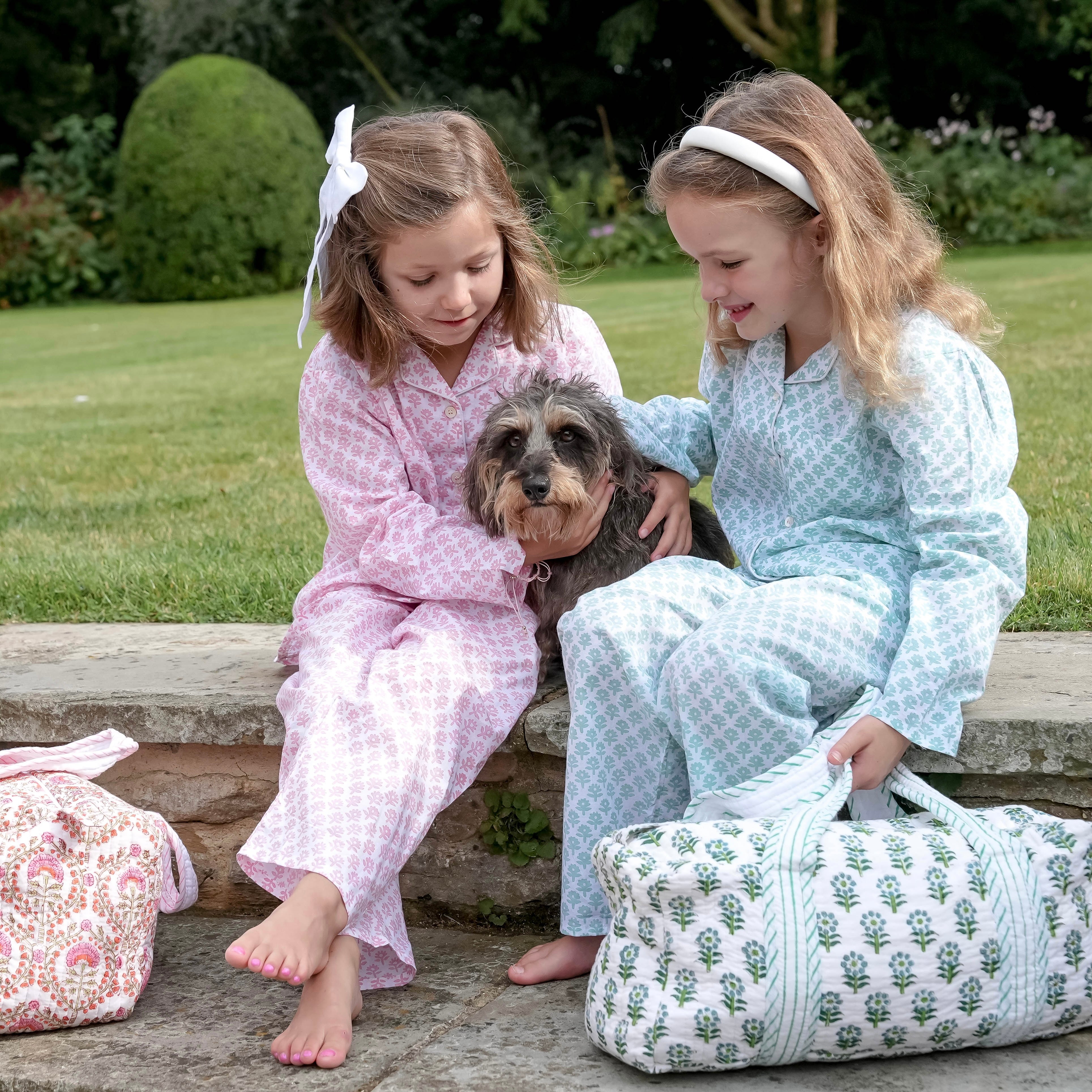 Pink Flower Bhuti Girl's Long Pyjamas