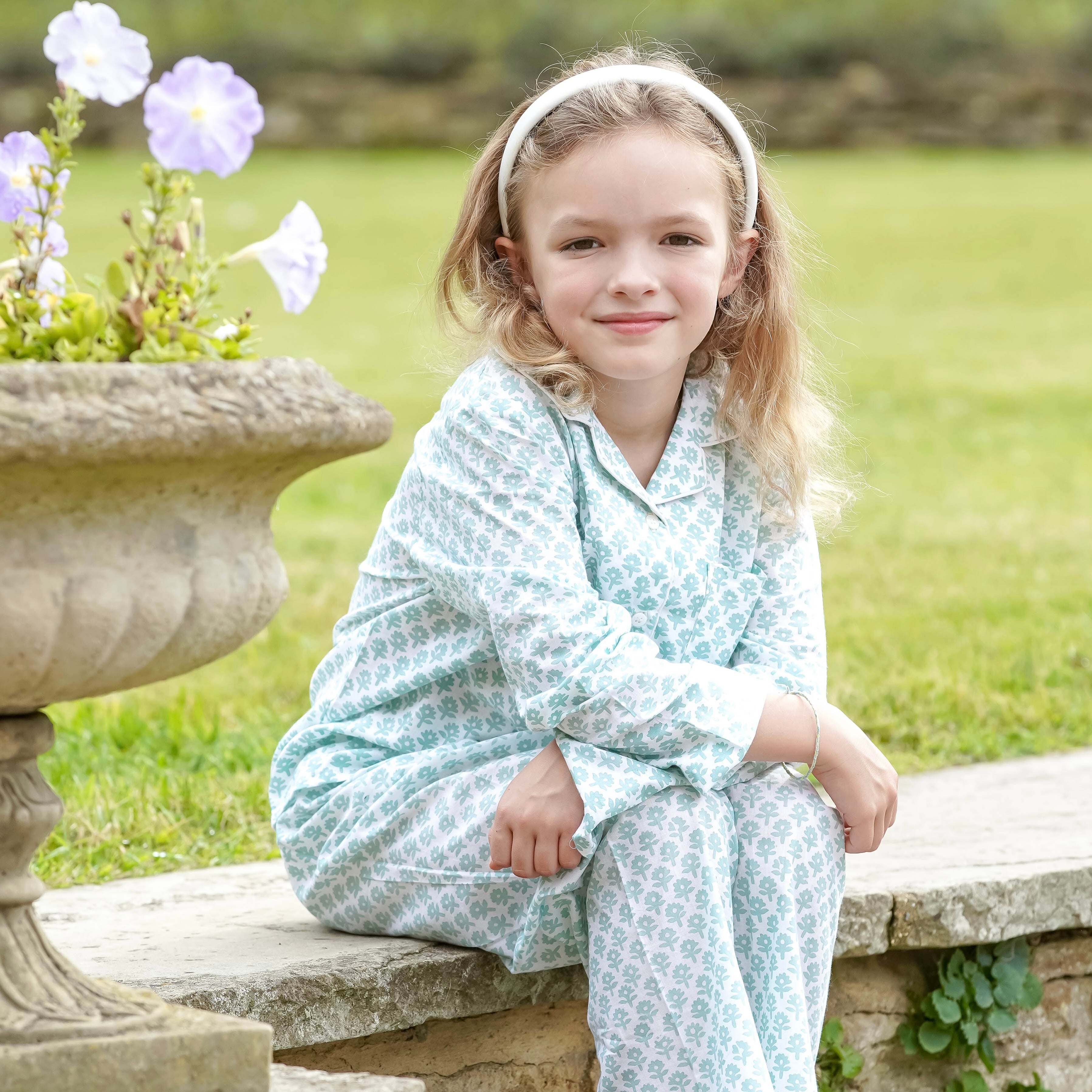 Green Flower Bhuti Girl's Long Pyjamas