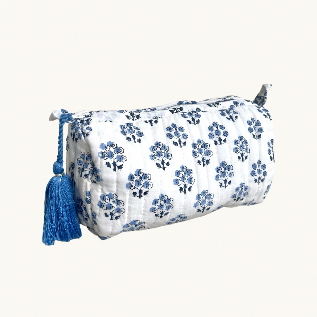 Blue Daphne Handblocked Wash Bag