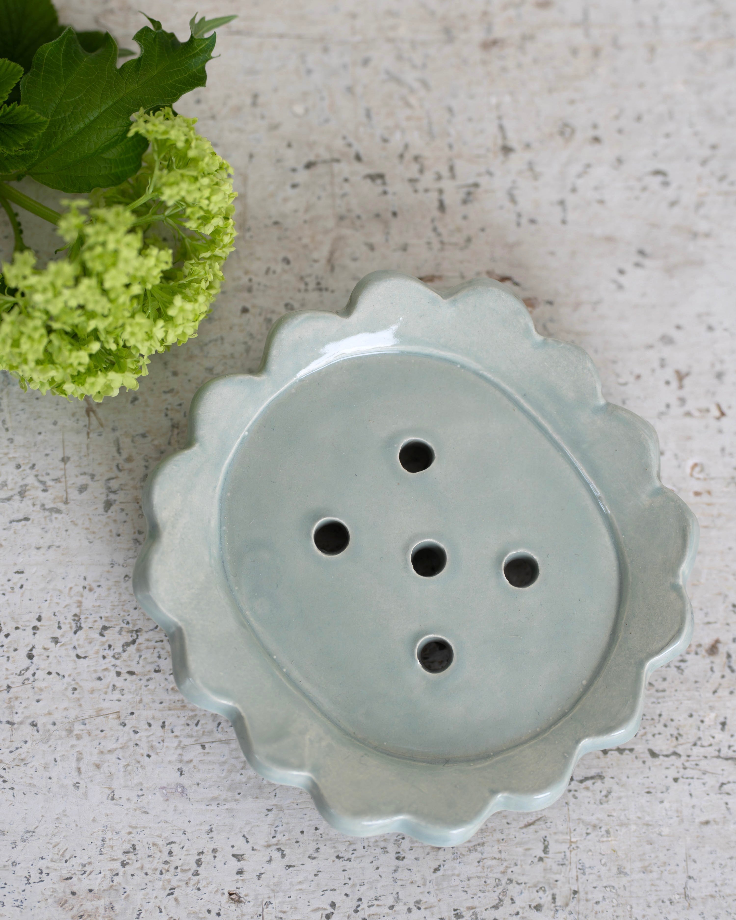 Sage Green Scalloped Soap Dish