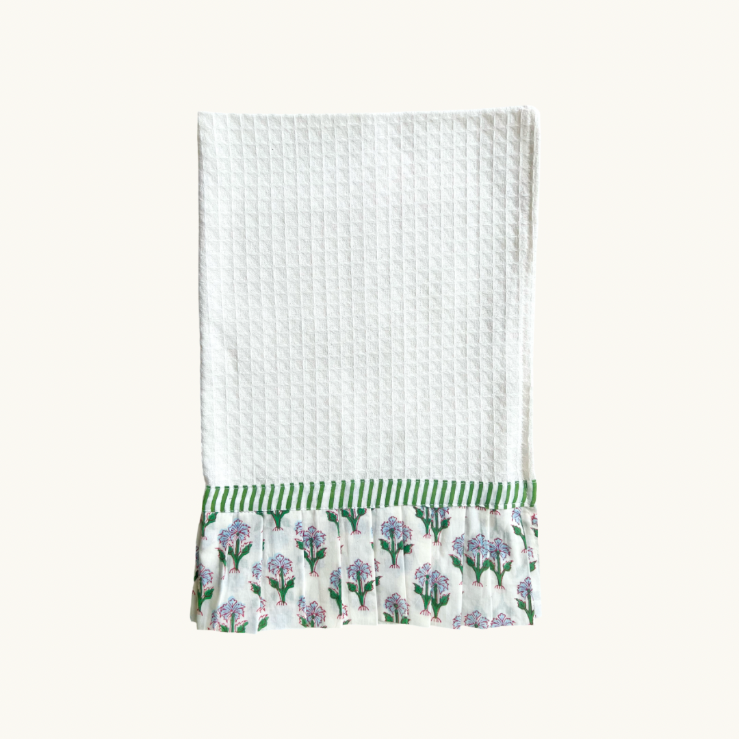 Blue Jemima Frilled Waffle Hand Towel