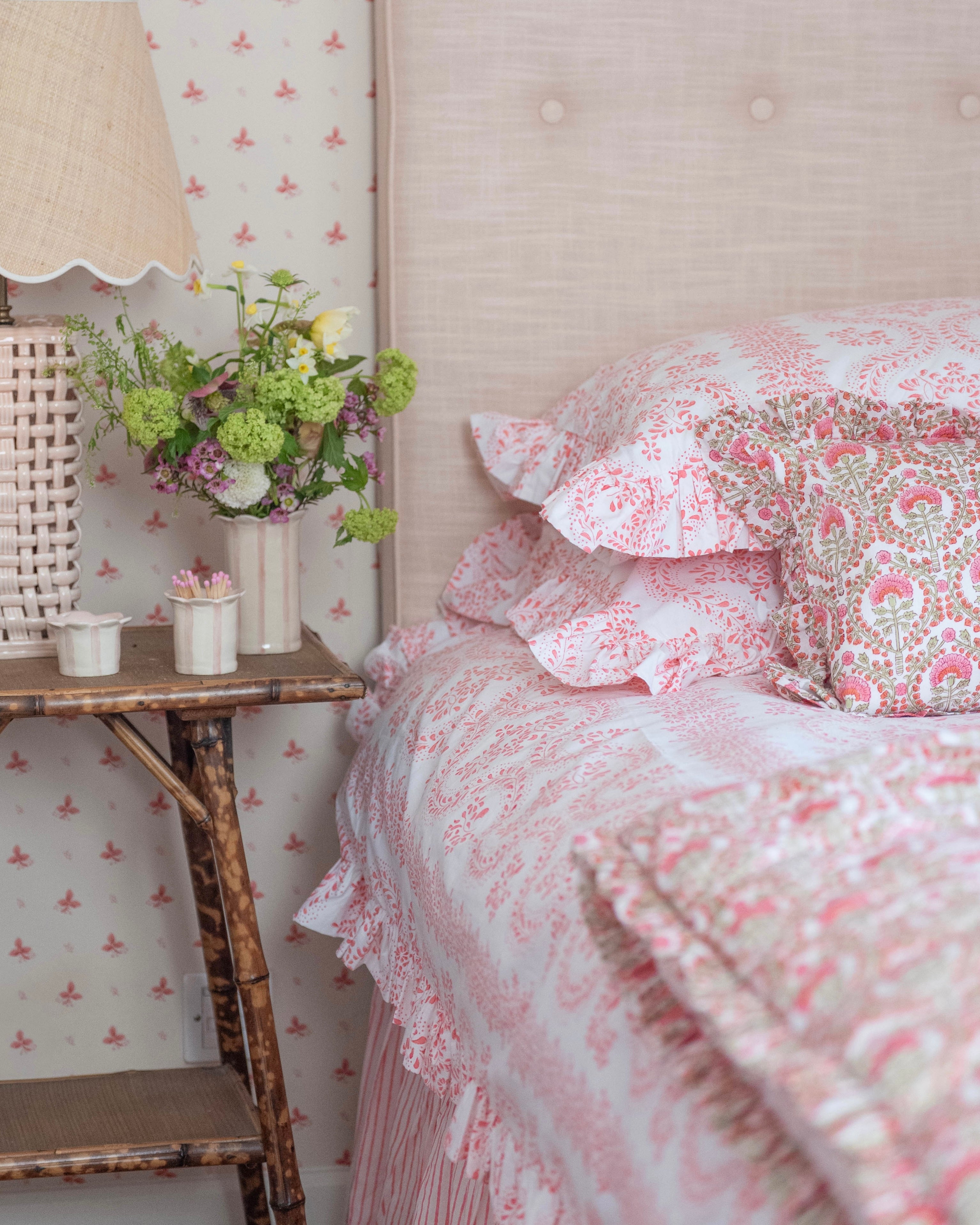 Pink Rosalie Frilled Duvet Cover