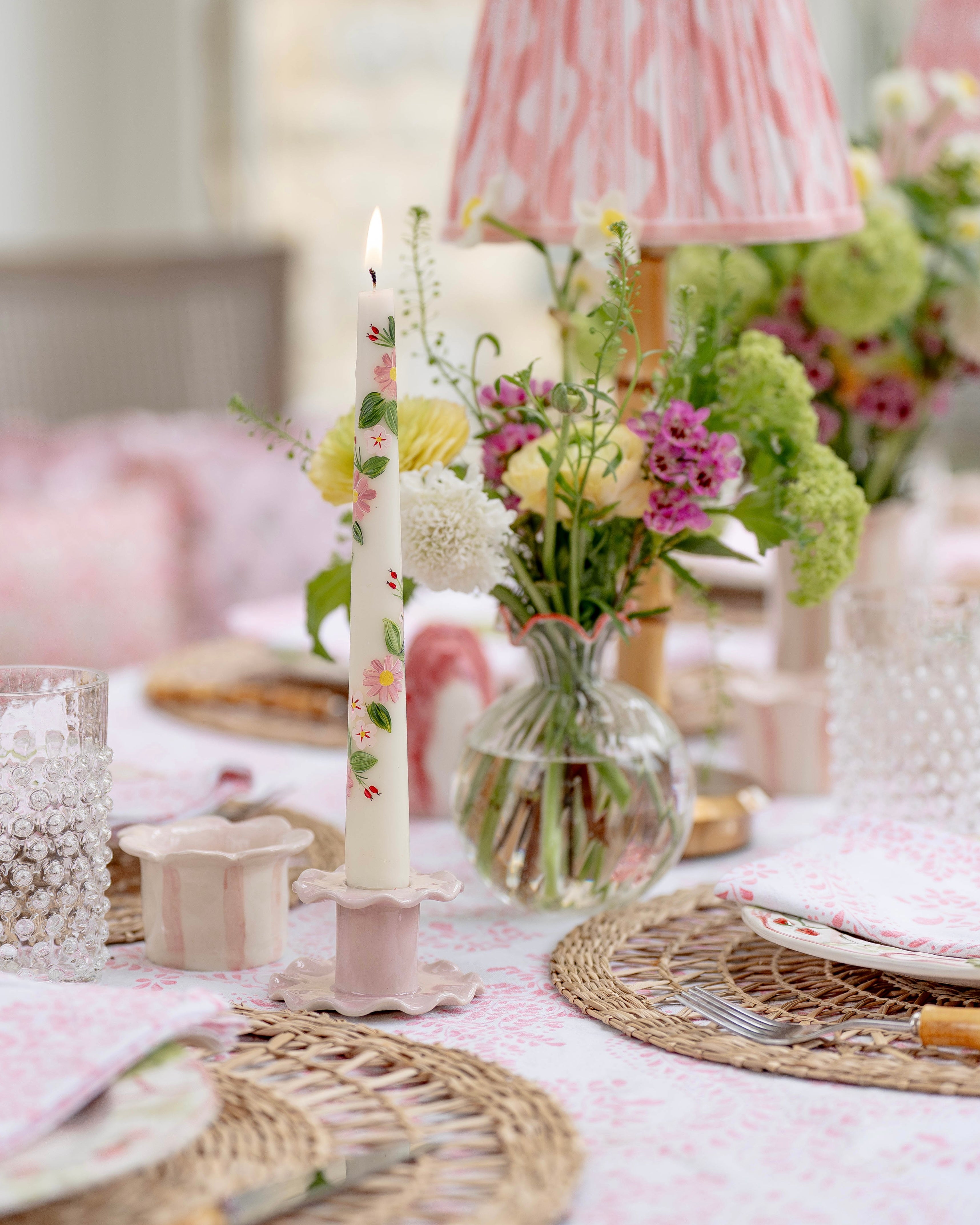 Pink Frill Candlestick (Small)