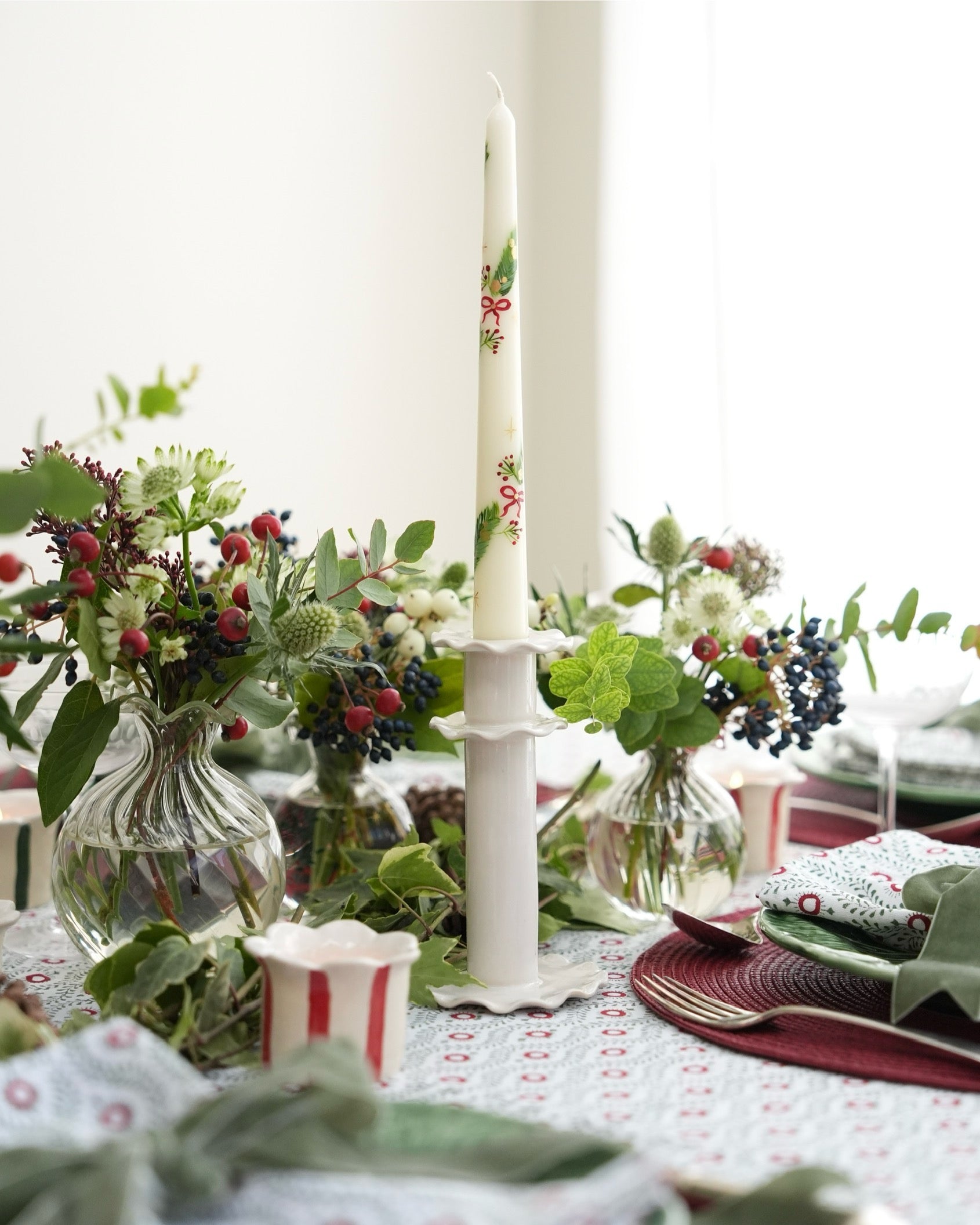 White Frilled Candlestick (Tall)