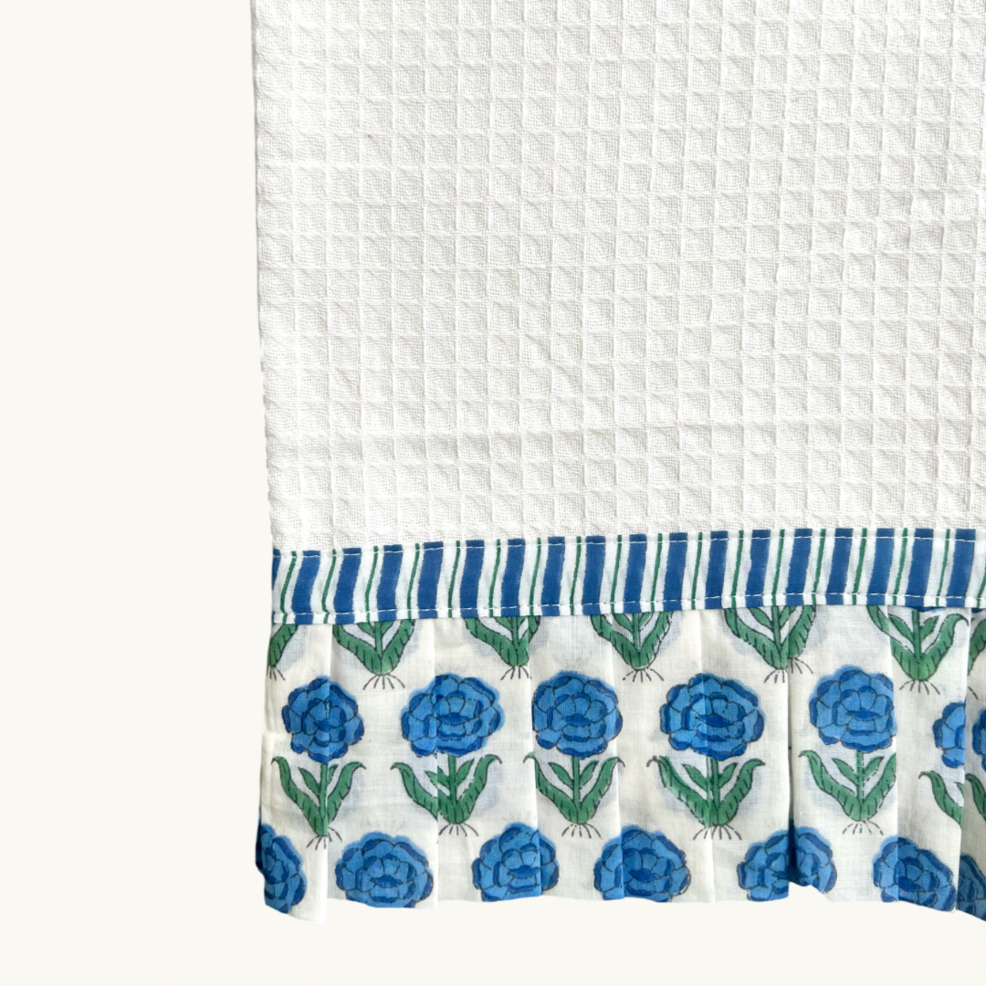 Blue Nina Frilled Waffle Hand Towel