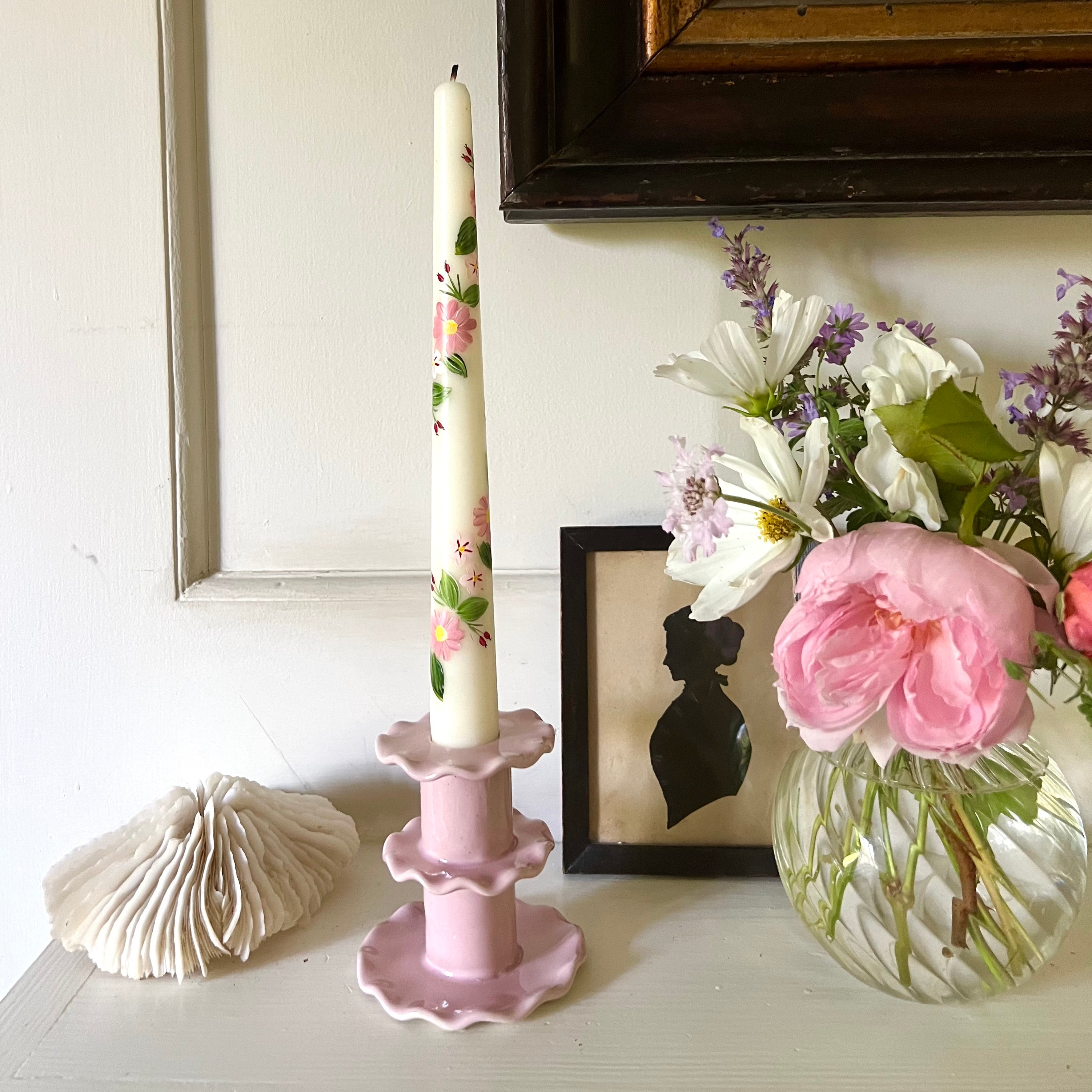 Pink Frilled Candlestick (Medium)