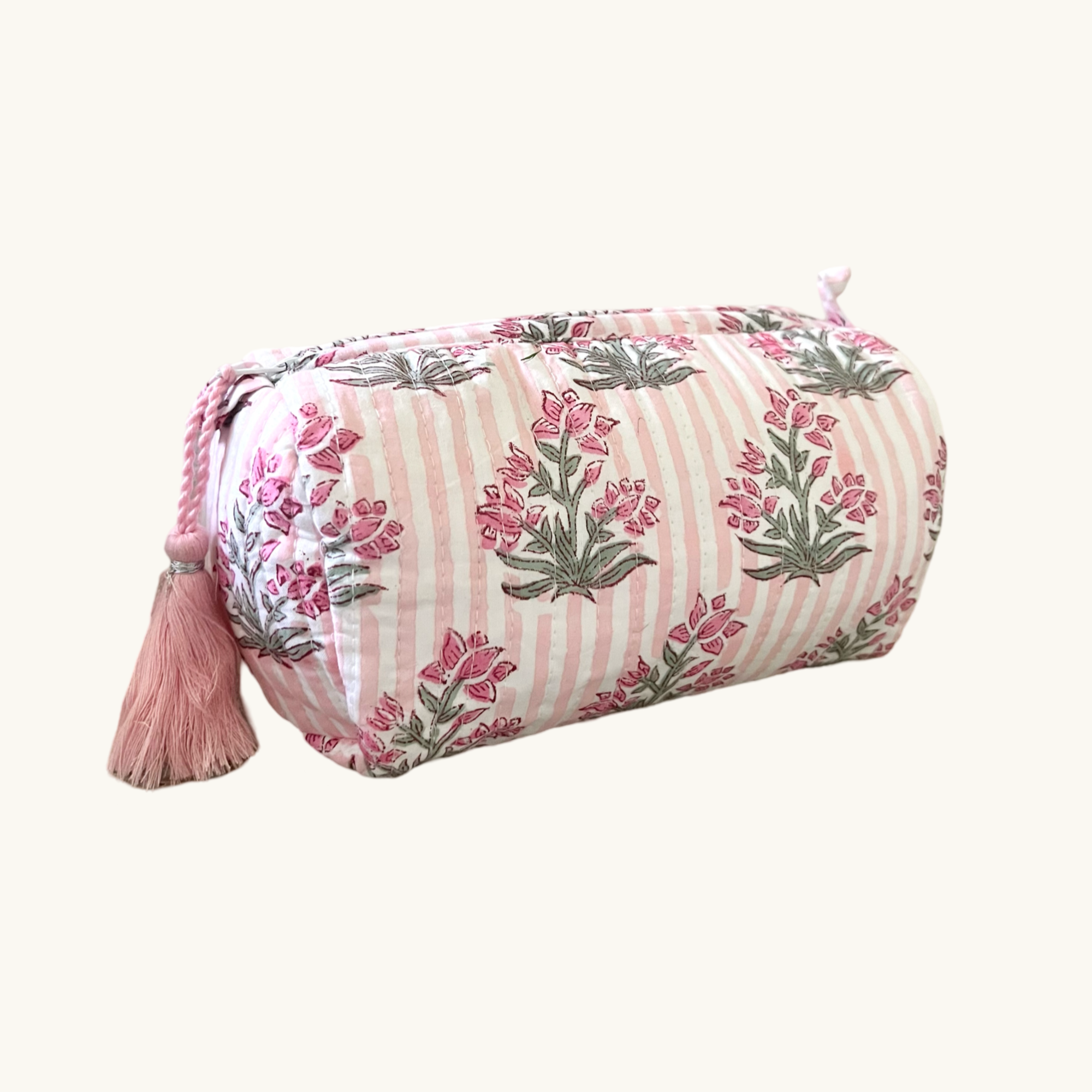 Pink Johari Handblocked Wash Bag