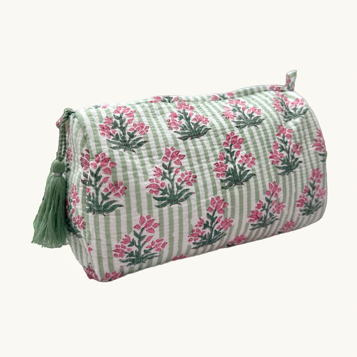 Green Johari Handblocked Wash Bag