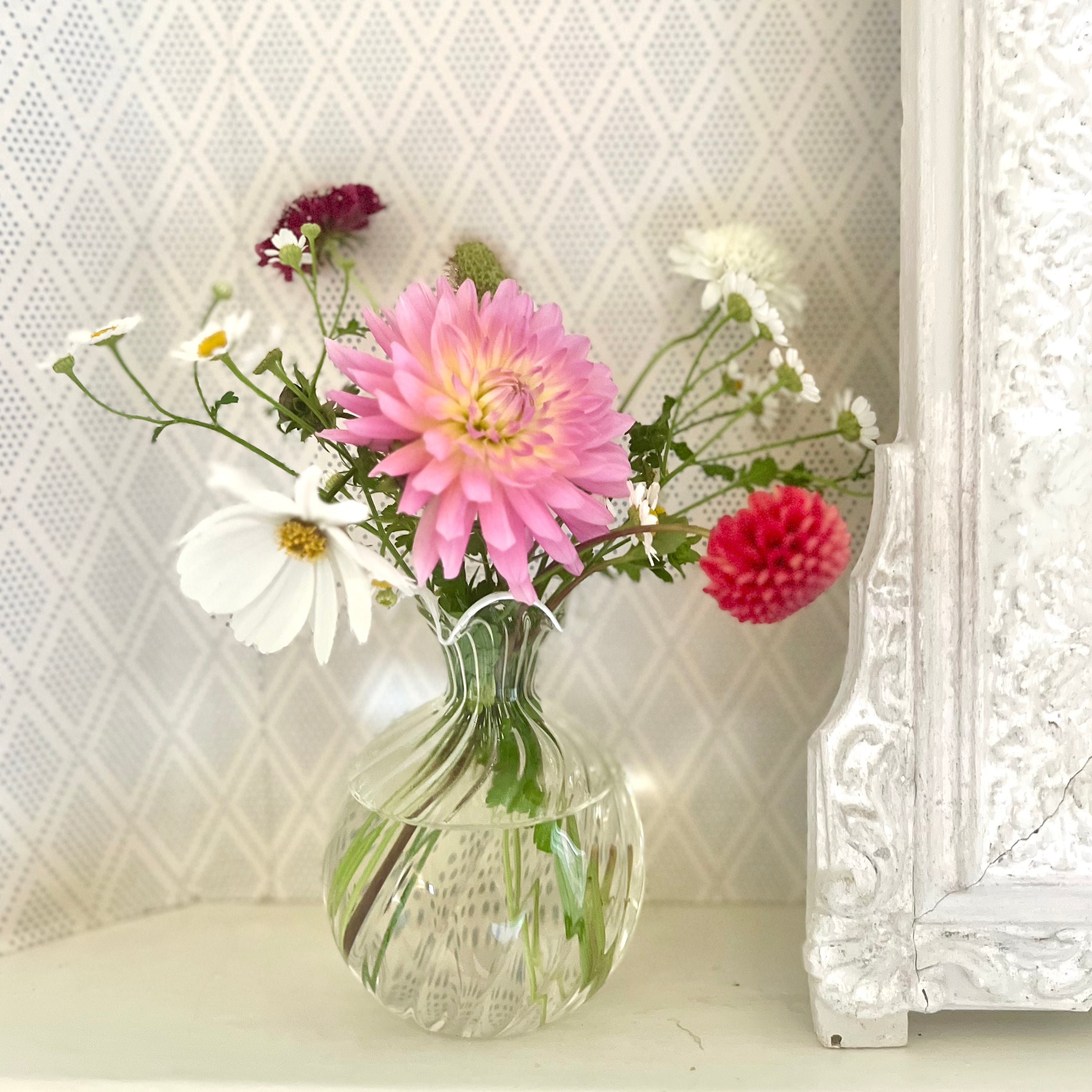 Large White Scalloped Ribbed Bud Vase