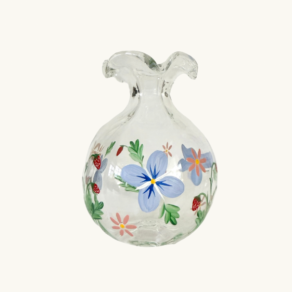 Blue Floral and Strawberry Ditsy Bud Vase